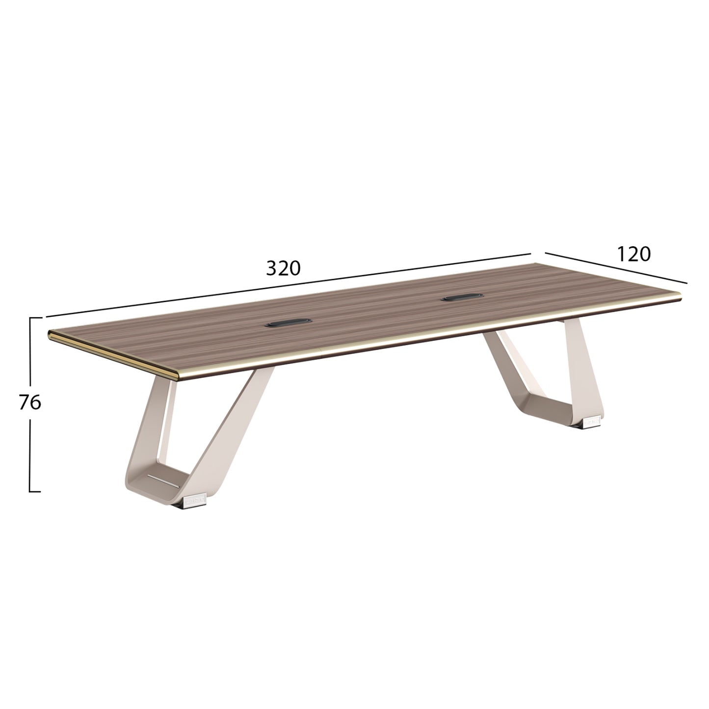 Conference Table Superon Hm2144 Melamine In Natural Wood Color--metal Legs In Beige 320x120x76h