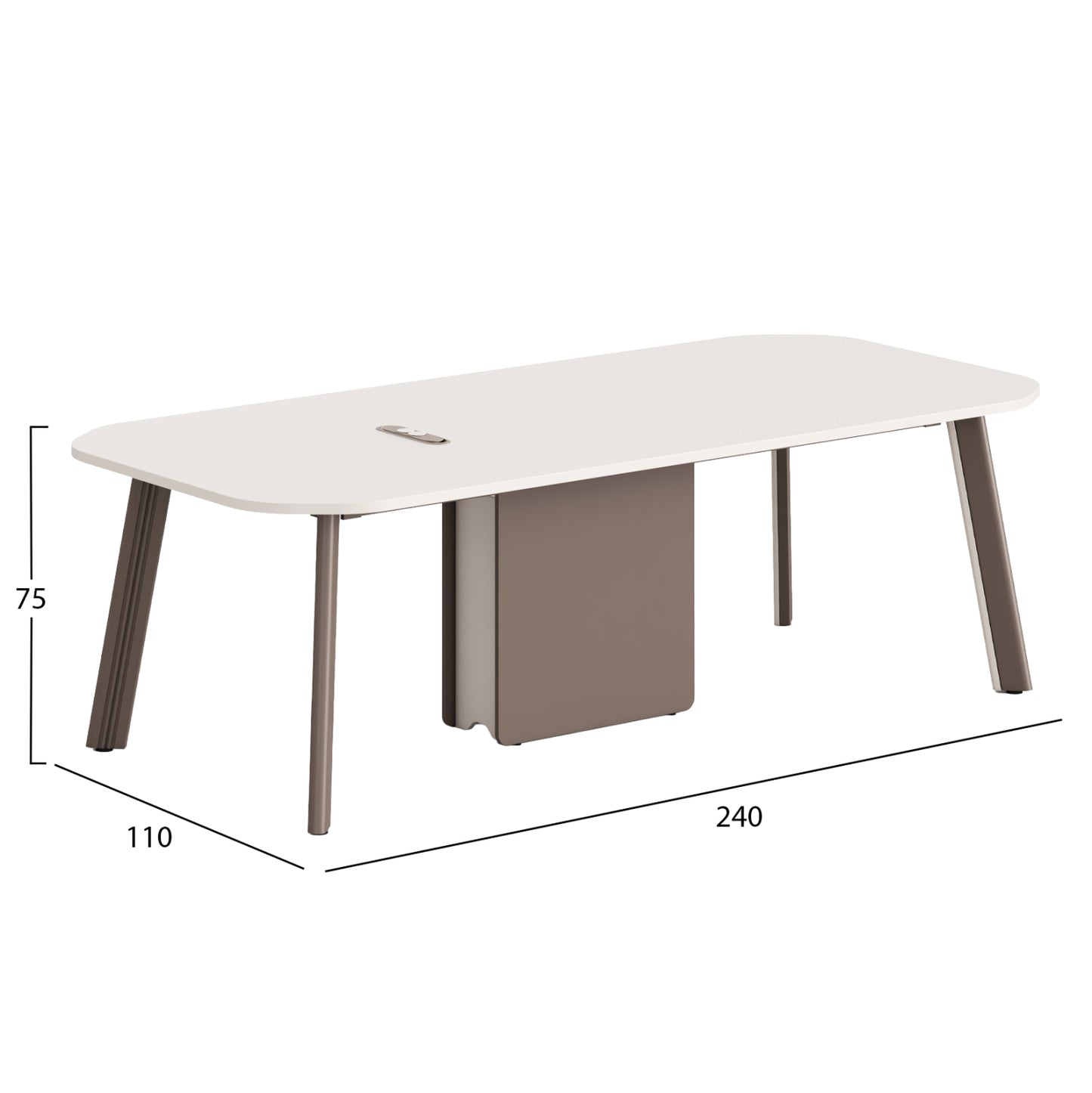 Conference Table Newline Hm18278 Melamine In Cream White - Aluminum Legs 240x110x75hcm
