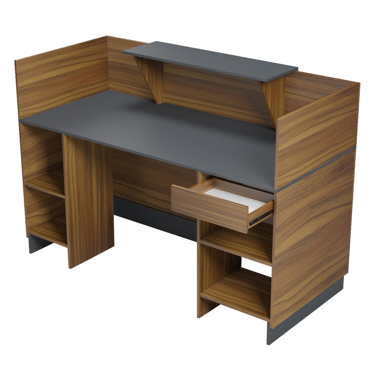 Reception Desk Barry Hm2153.03 Melamine In Walnut-grey 160x70x110hcm.