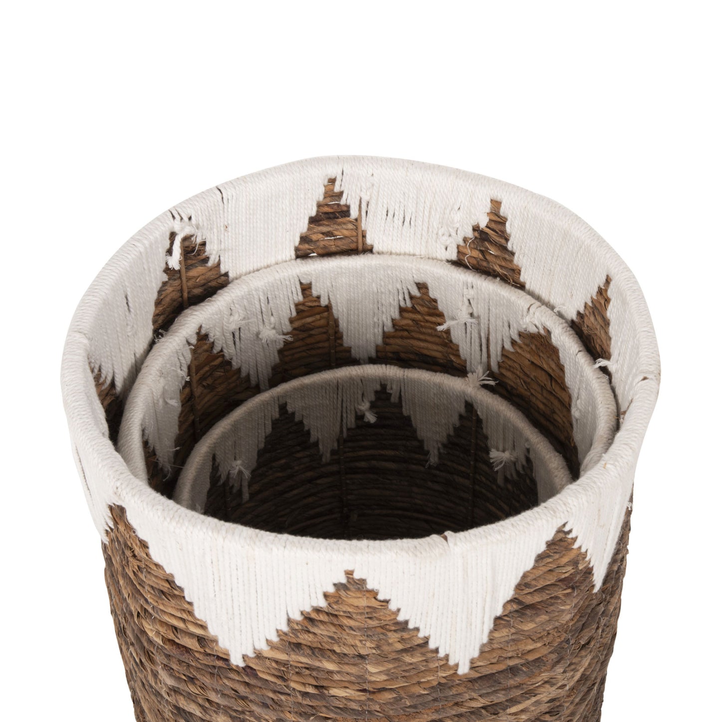 Round Baskets Without Lid 3pcs Hm4307 Rush In Natural-white Φ42x56hcm.