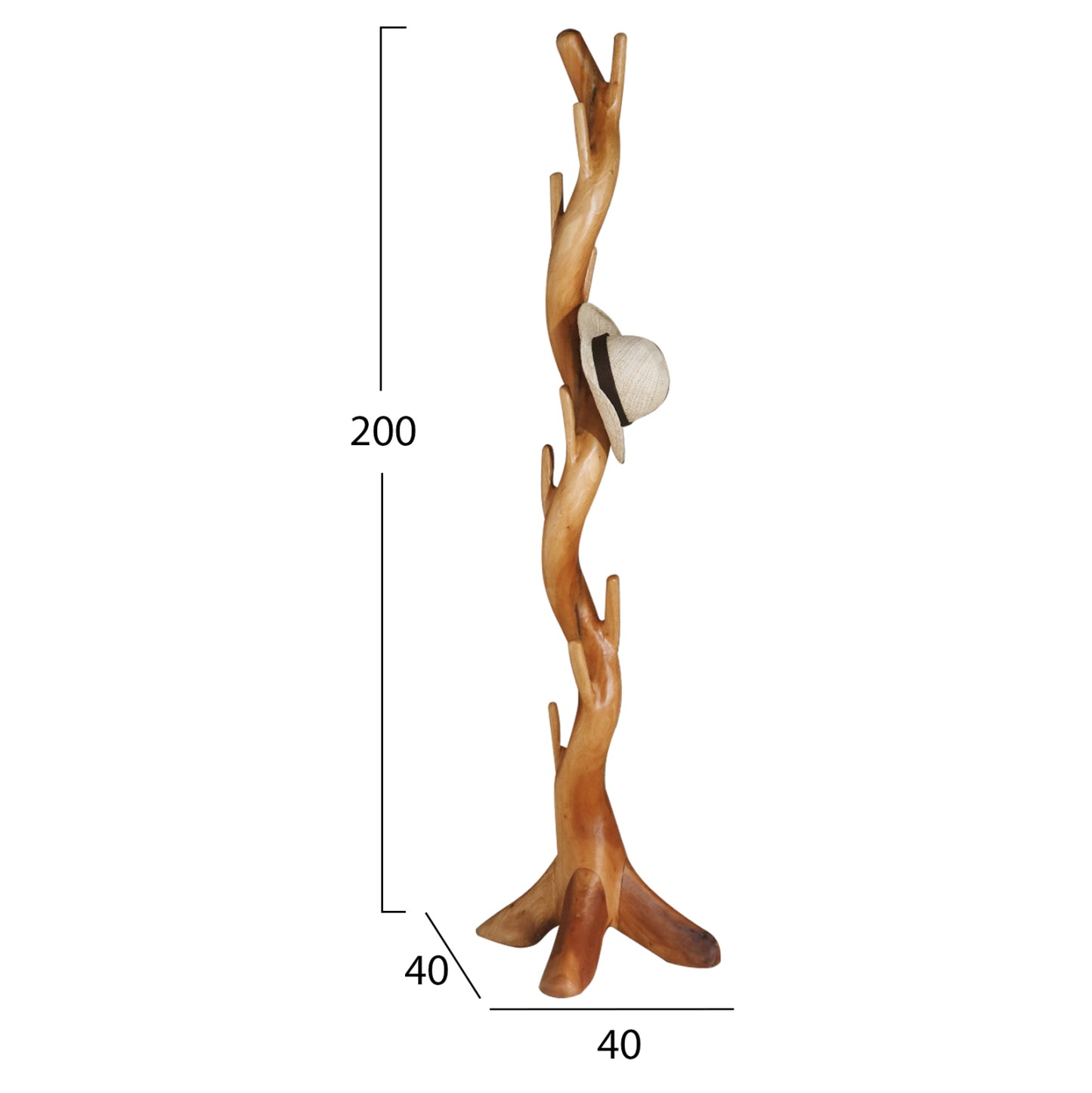 Coat-stand Hm9366 Solid Suar Natural 40x40x200