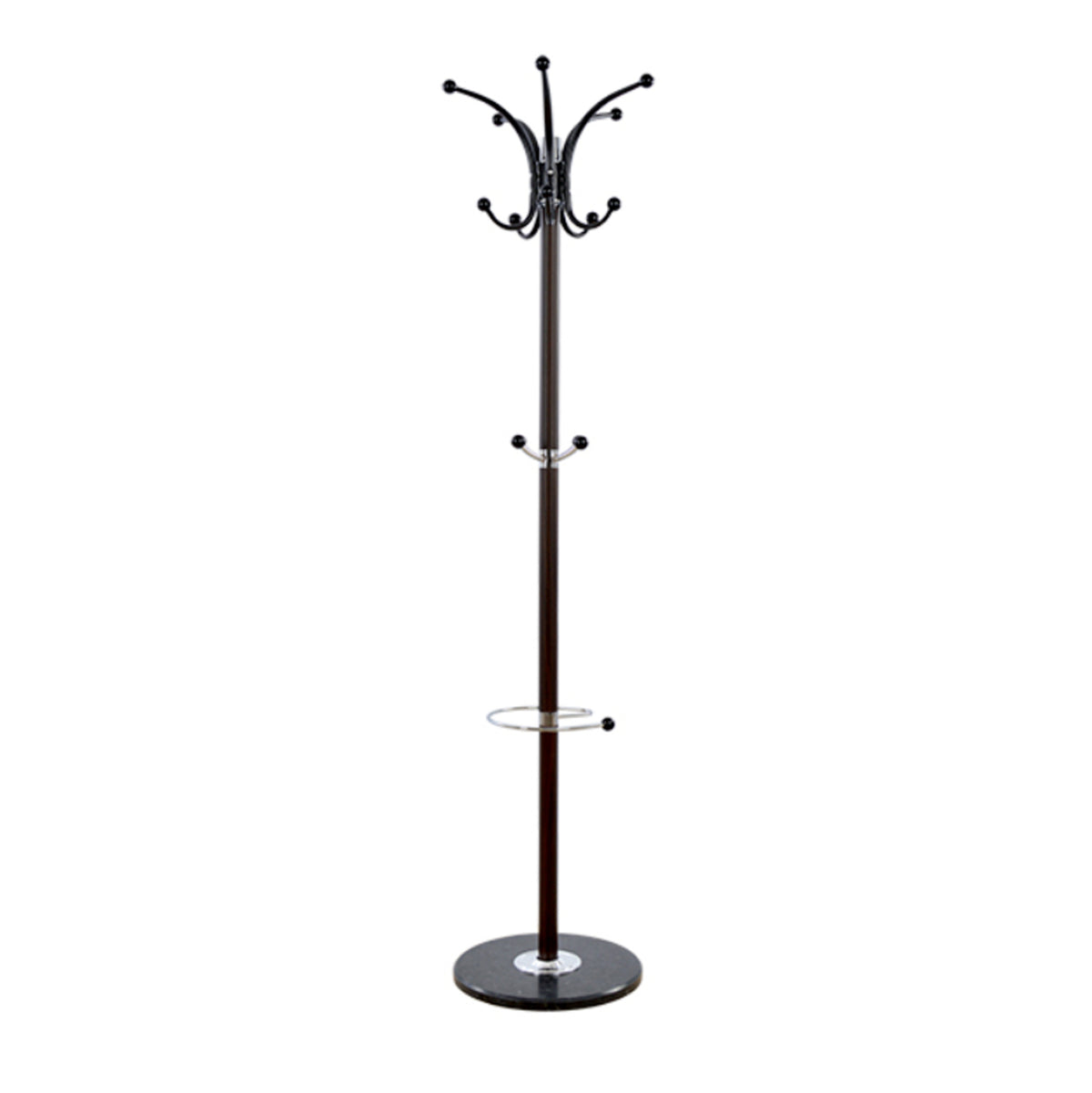 Hat/coat Stand Metallic Shia Hm0038.05 Rotating Walnut With Black Marble Base Φ37x170Η Cm