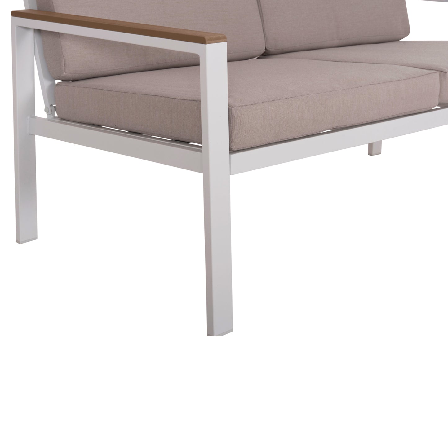 Outdoor 2-seater Sofa Safin Hm6279.01 Aluminum In White-beige Cushions 140x70x77hcm.