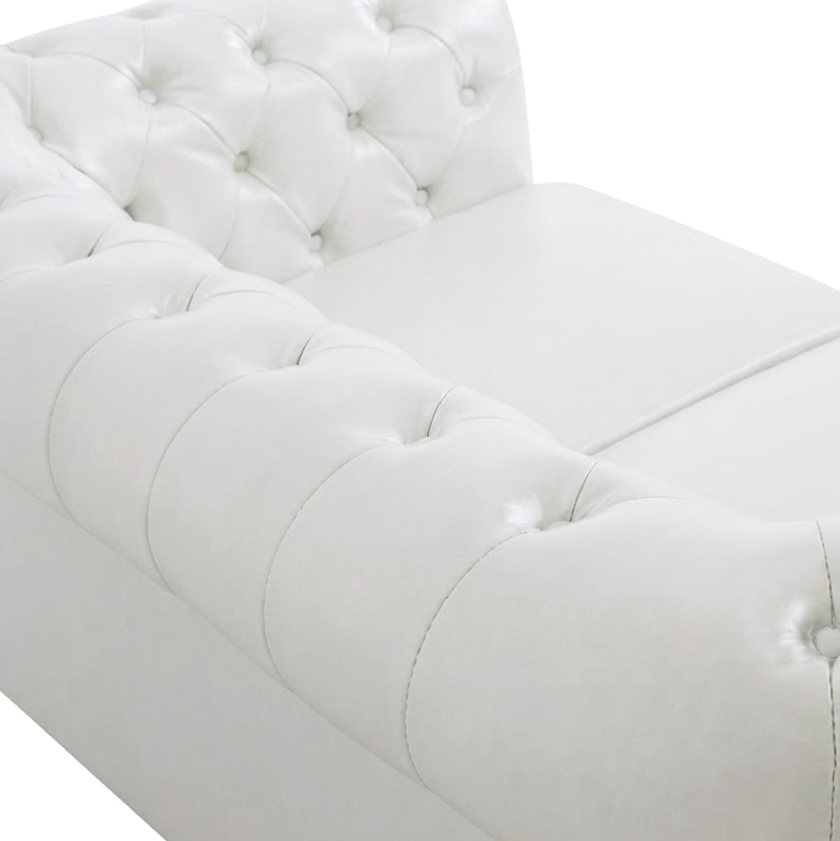 Sofa 2 Seater Chesterfield Type Hm3010.02 White Matte Faux Leather 150x90x70(h)cm