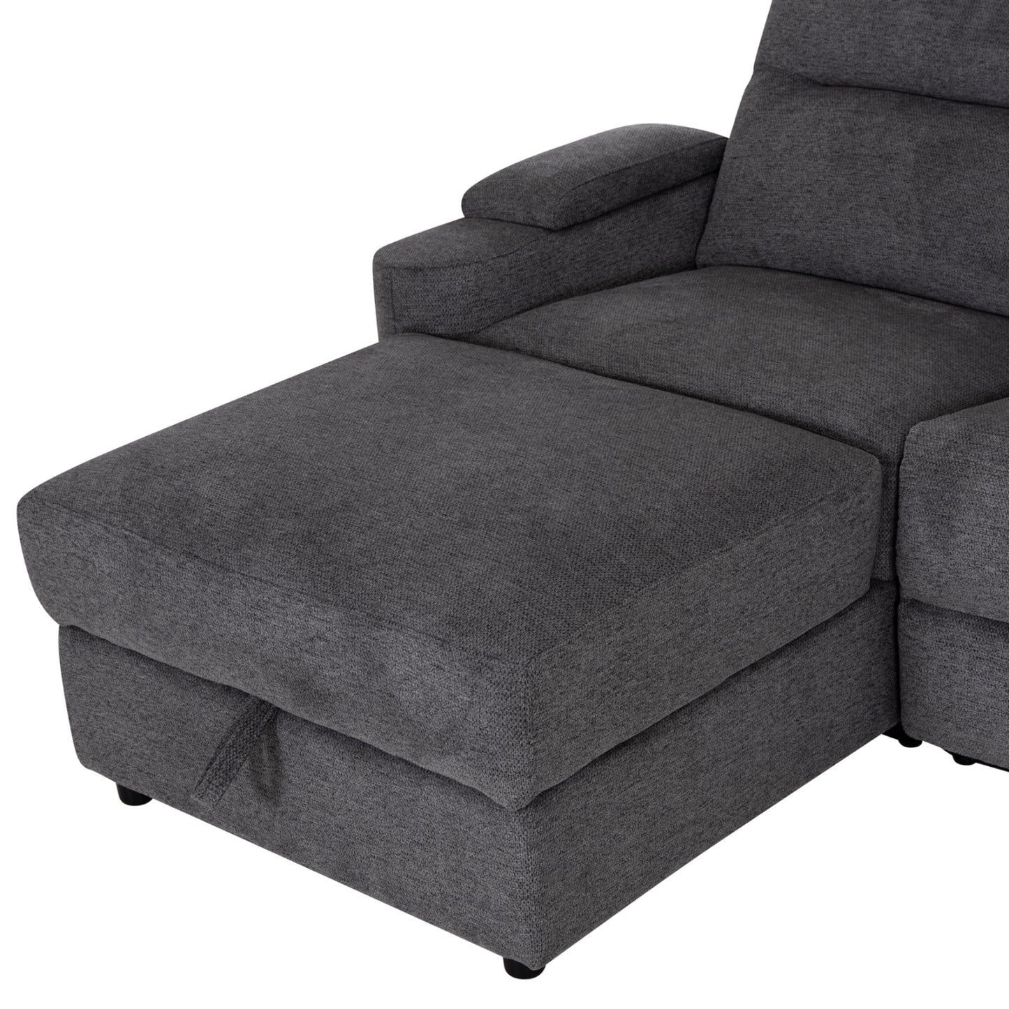 Left Corner Sofa Synthia Hm3308.03l Recline & Storage Space--grey Fabric 245x170x98hcm.