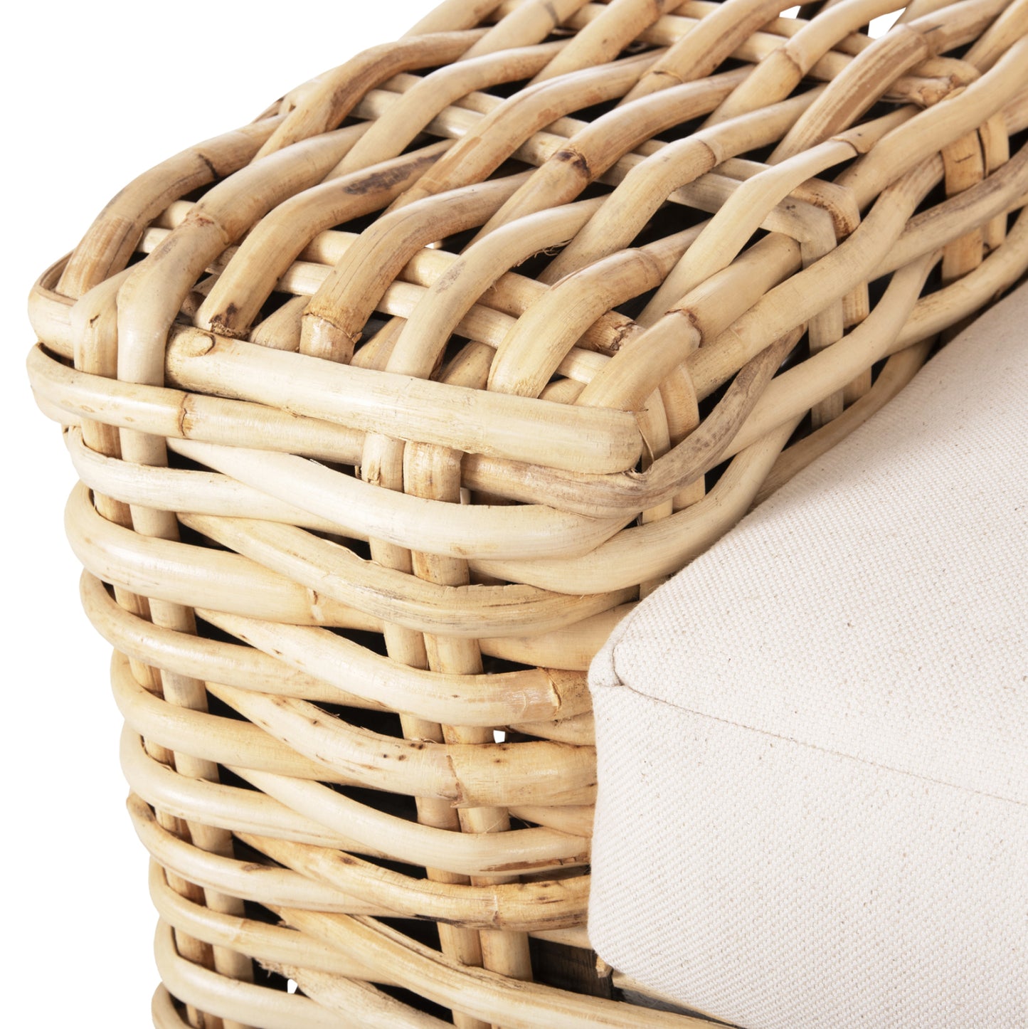 Outdoor Sofa 2-seater Tropel Hm9809 Mango Wood-rattan Natural Color-white Cushions 192x88x70-85hcm.