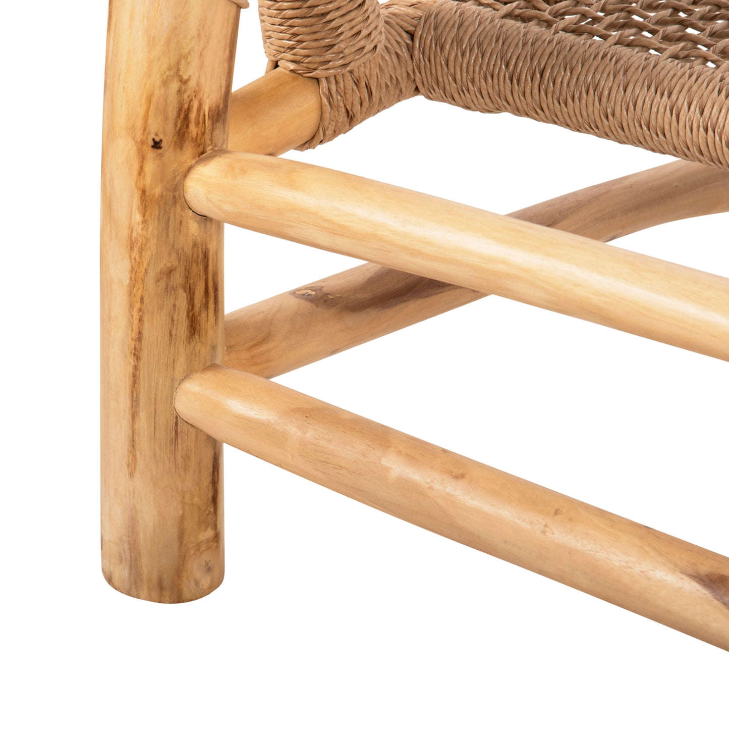 Outdoor Sofa 2-seater Londer Hm5984 Teak Wood And Synthetic Twisted Rattan 120x75x78h Cm.