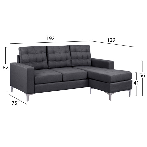 Reversible Corner Sofa Santino Hm3152.01 Grey Fabrix 192x129x82cm
