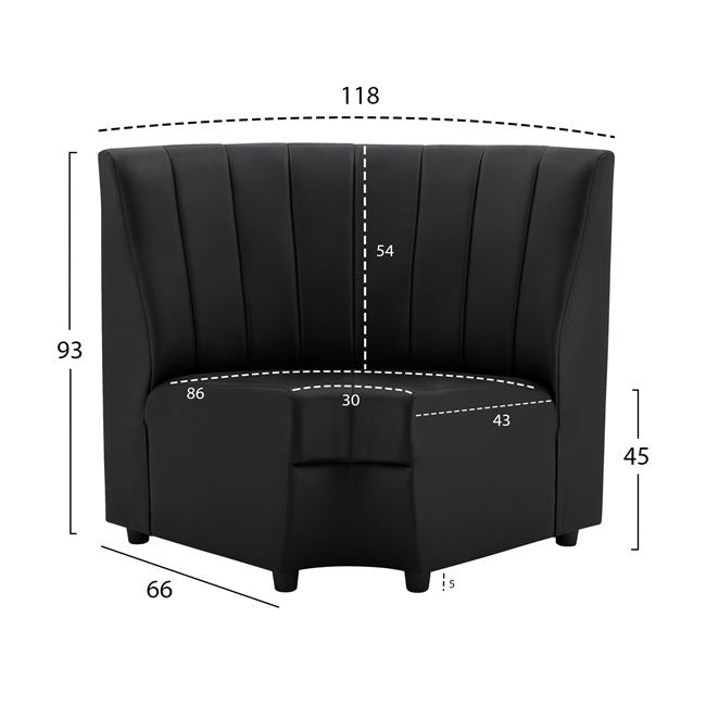 Corner Unit For Sofa Landon Hm3163.01 Pu Black 118x66x93cm