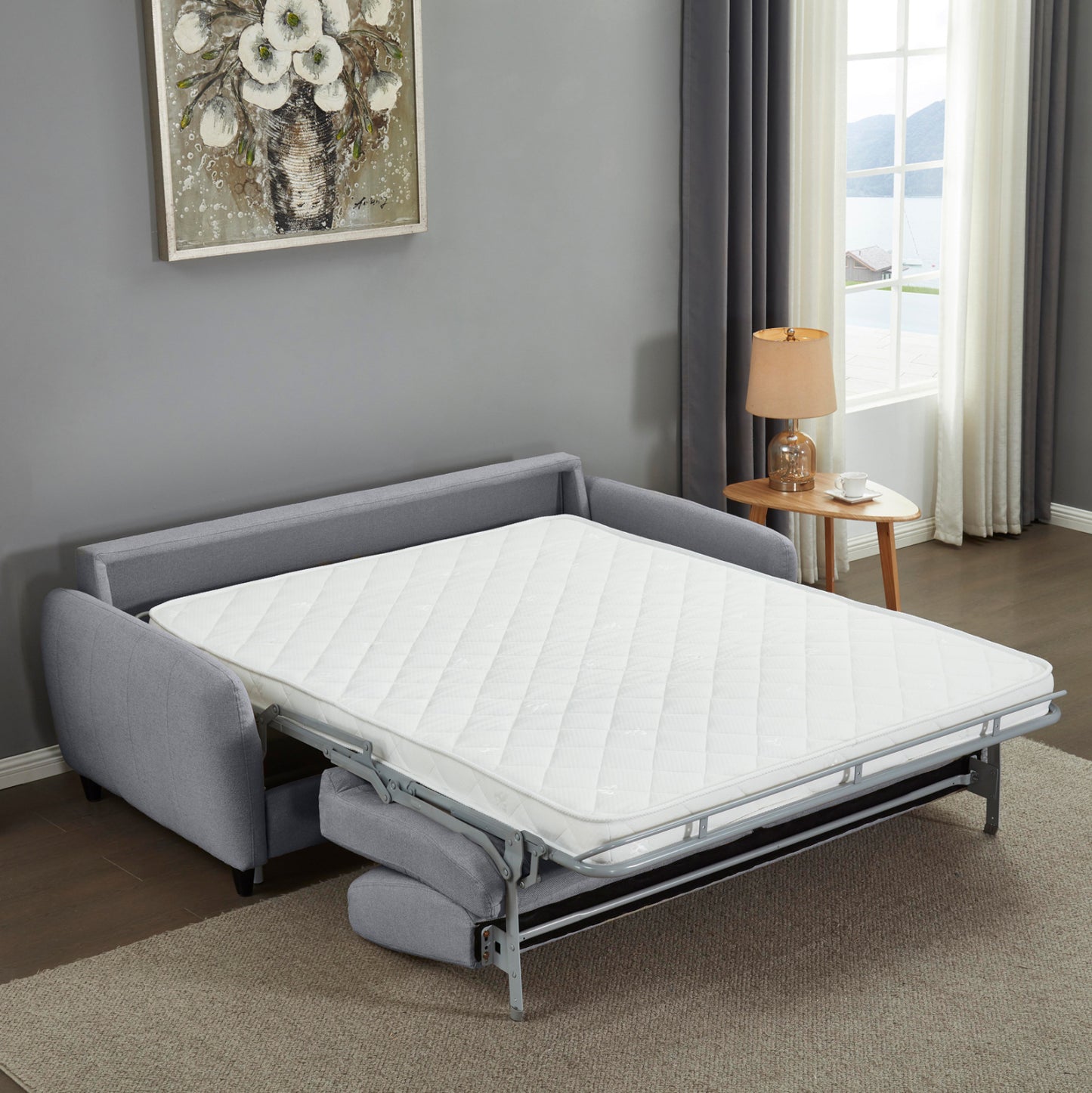 Sofabed With Foldable Mattress Etudine Hm3311.01 Grey Fabric 190x98x90hcm