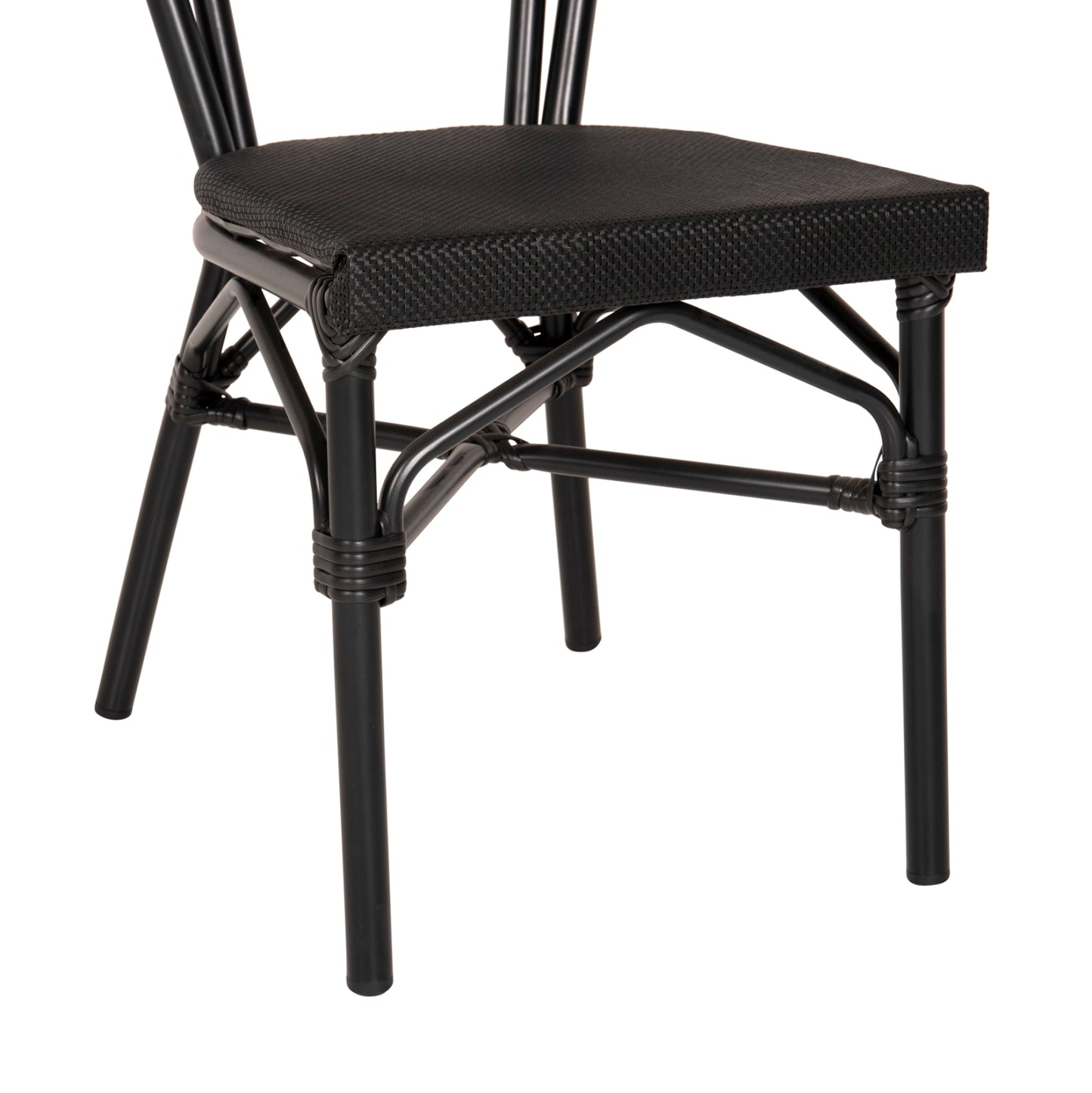 Aluminum Chair Bamboo Look Black With Textline 45x57x88cm Hm5052