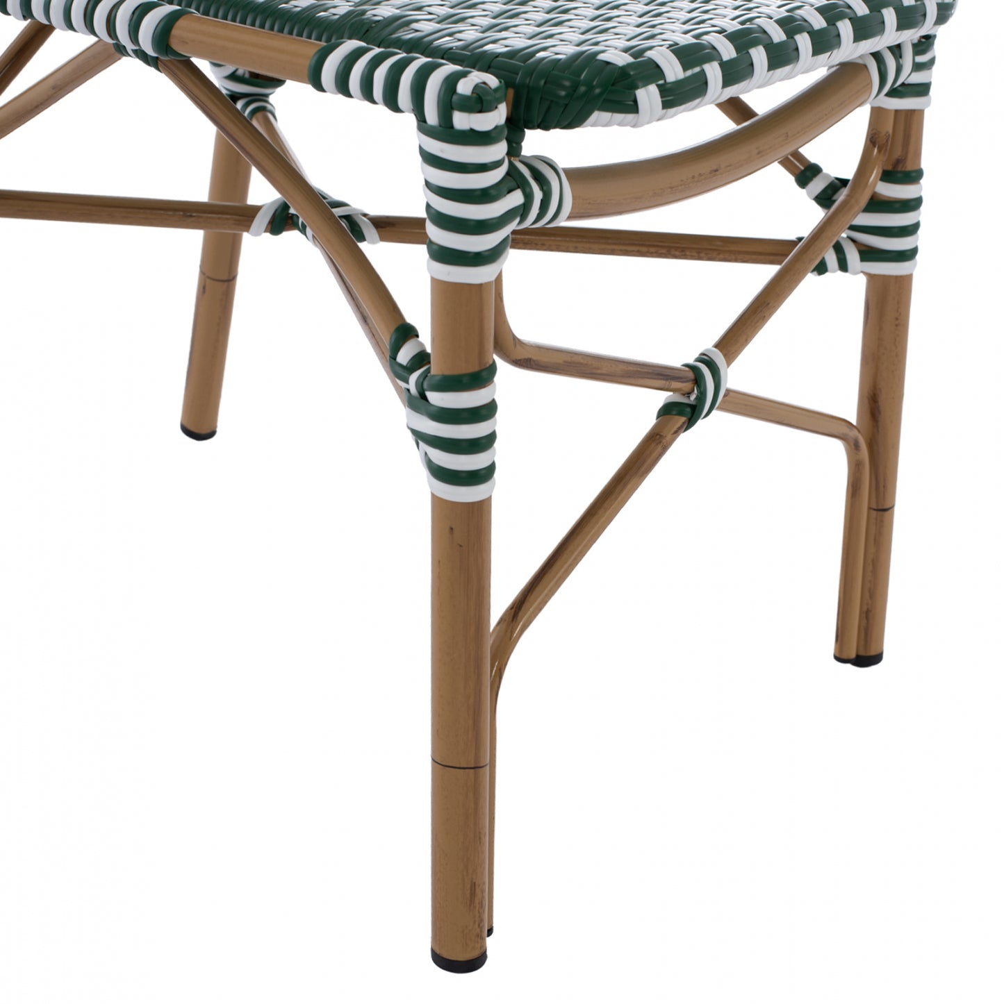 Aluminum Chair Bamboo Look With Wicker Green White Hm5792.01 47x55x98 Cm.