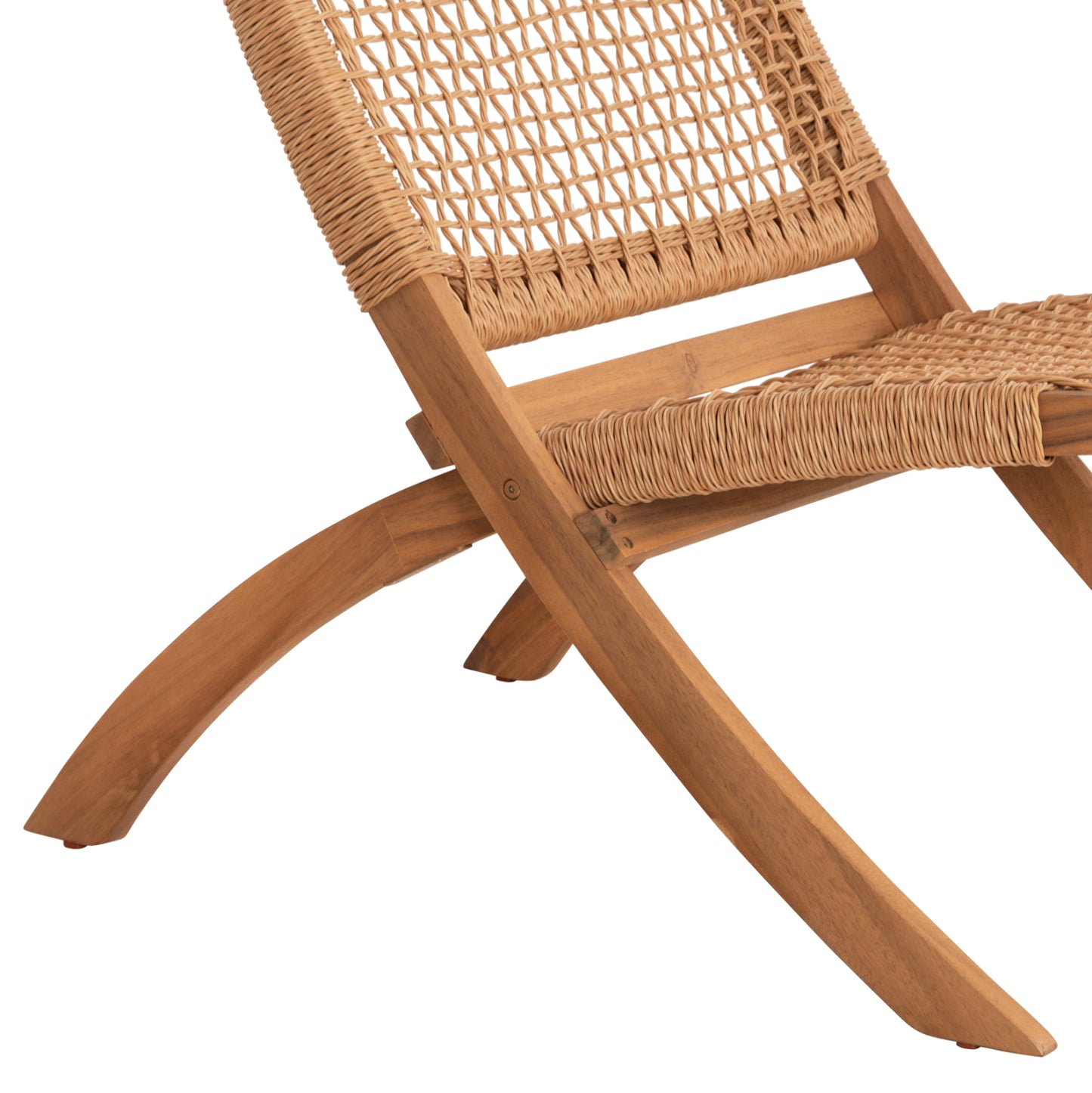 Foldable Lounge Chair Fermo Hm6243.01 Acacia Wood In Natural-synthetic Wicker 60x75x75hcm.