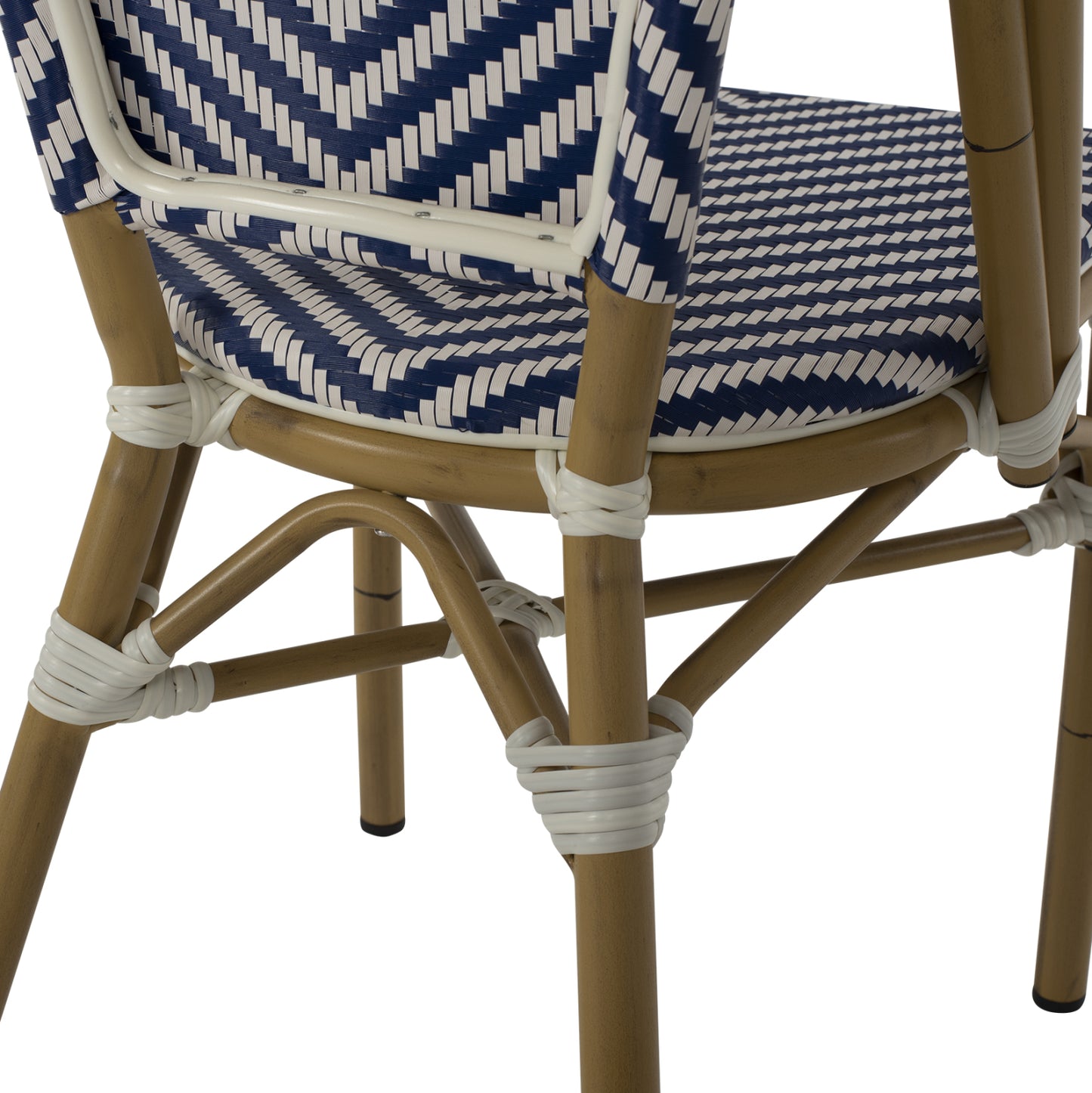Chair Aluminum Hm5860.02 Natural Bamboo Look-blue White Textline 46x56x88hcm.