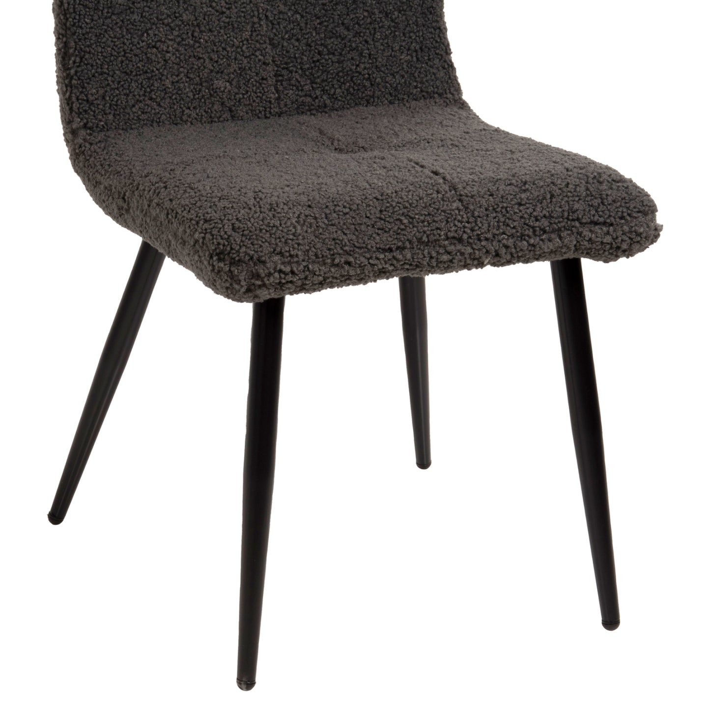 Chair Shelly Hm8590.01 Teddy Fabric In Grey-black Metal Legs 48x64x87hcm.