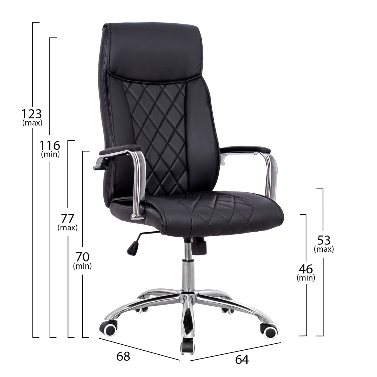 Manager's Office Chair Shaila Hm1104.01 Pu Leather In Black Color 64x68x116-123Ηcm
