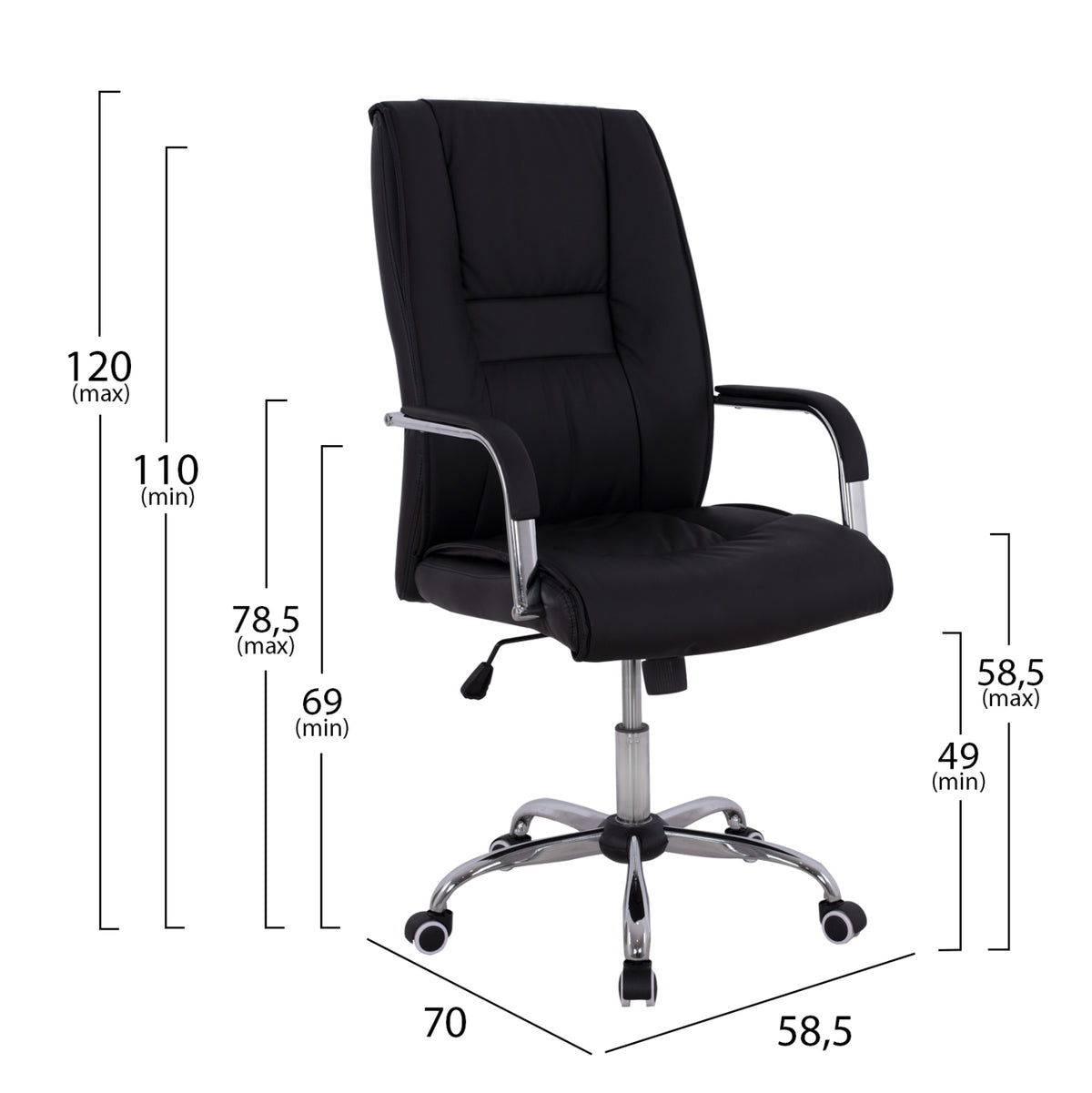 Manager's Office Chair Angee Hm1106.01 Pu In Black Color 58,5x70x120hcm