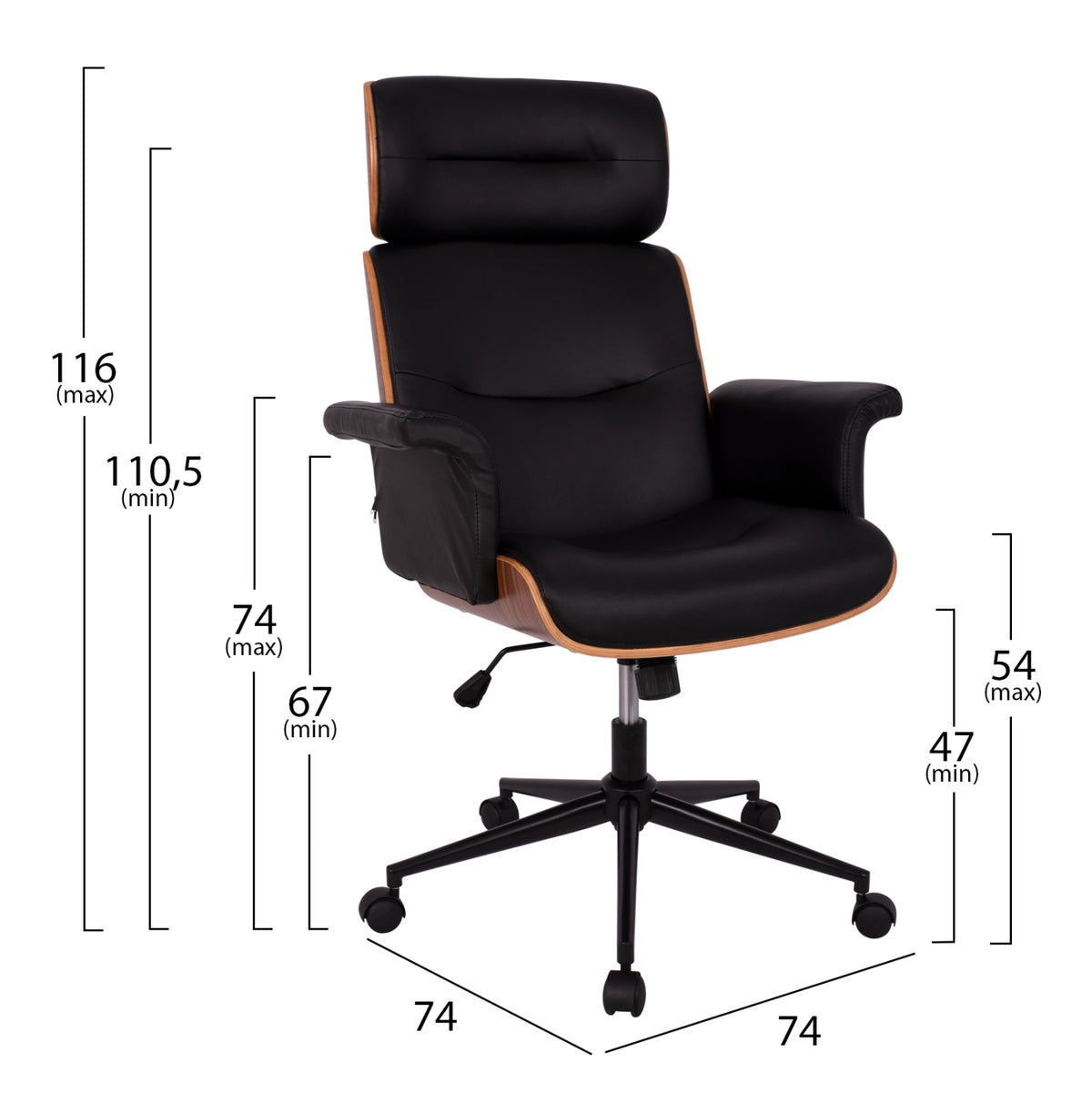 Manager's Office Chair Superior Pro Hm1108.01 Walnut-black Color 74x74x116 Cm