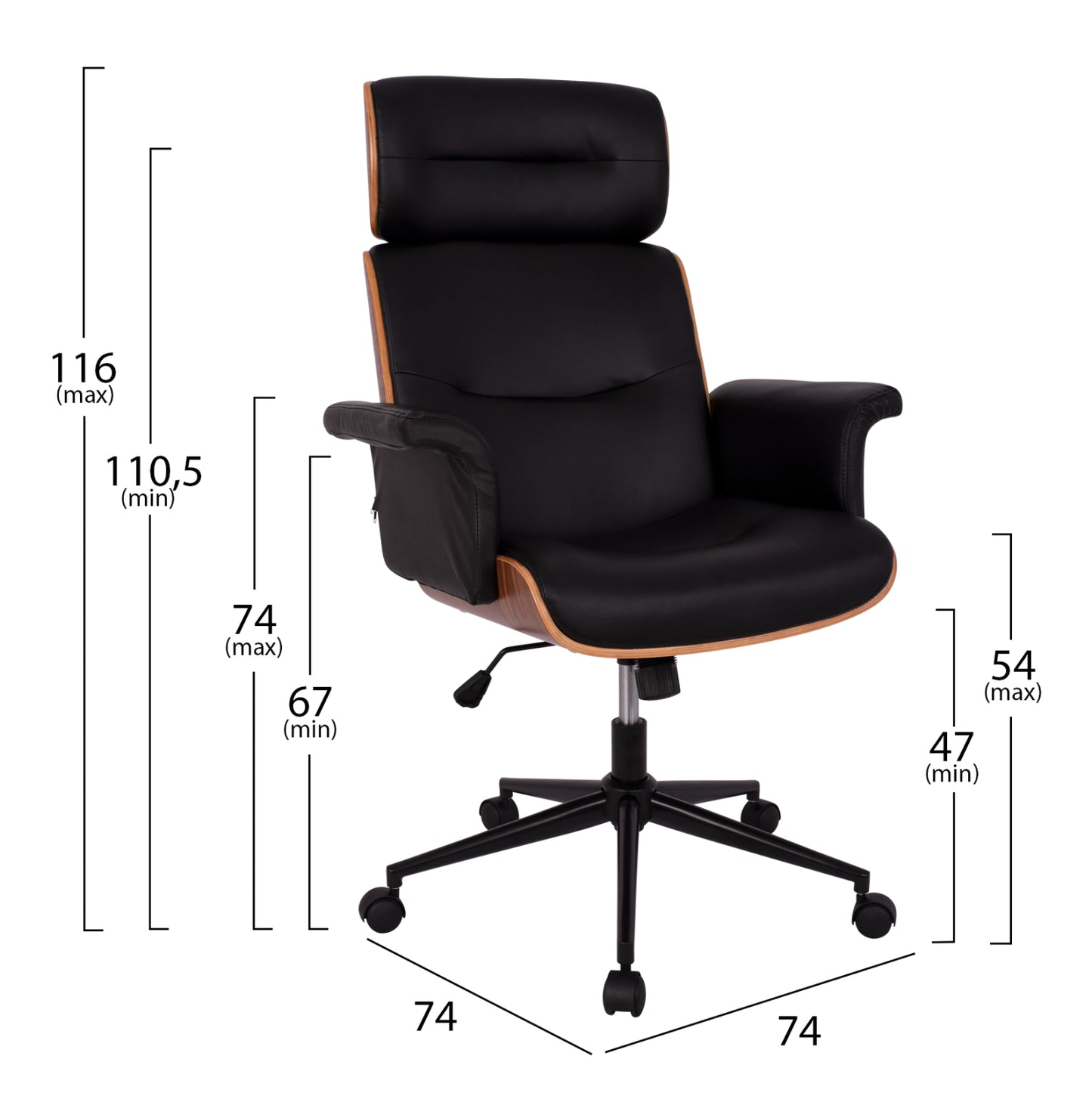 Manager's Office Chair Superior Pro Hm1108.01 Walnut-black Color 74x74x116 Cm