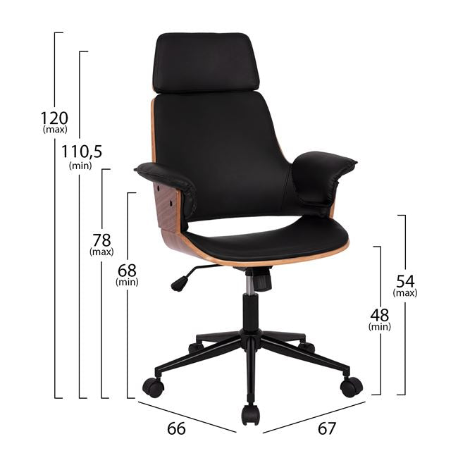 Manager's Office Chair Superior Pro Hm1110.01 Walnut Color-black 67x66x120 Cm
