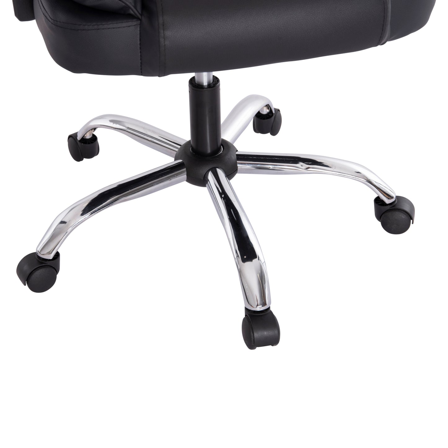 Office Chair Octavius Hm1202 Black Pvc- Chromed Metal Base 63x73x129hcm.