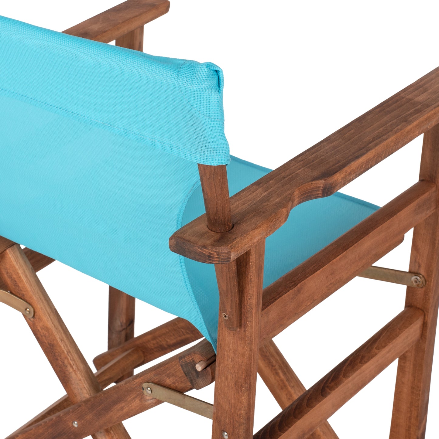 Director's Chair Limnos Hm10368.08 In Walnut Color And Sky Blue Textilene 57x54x88,5hcm.