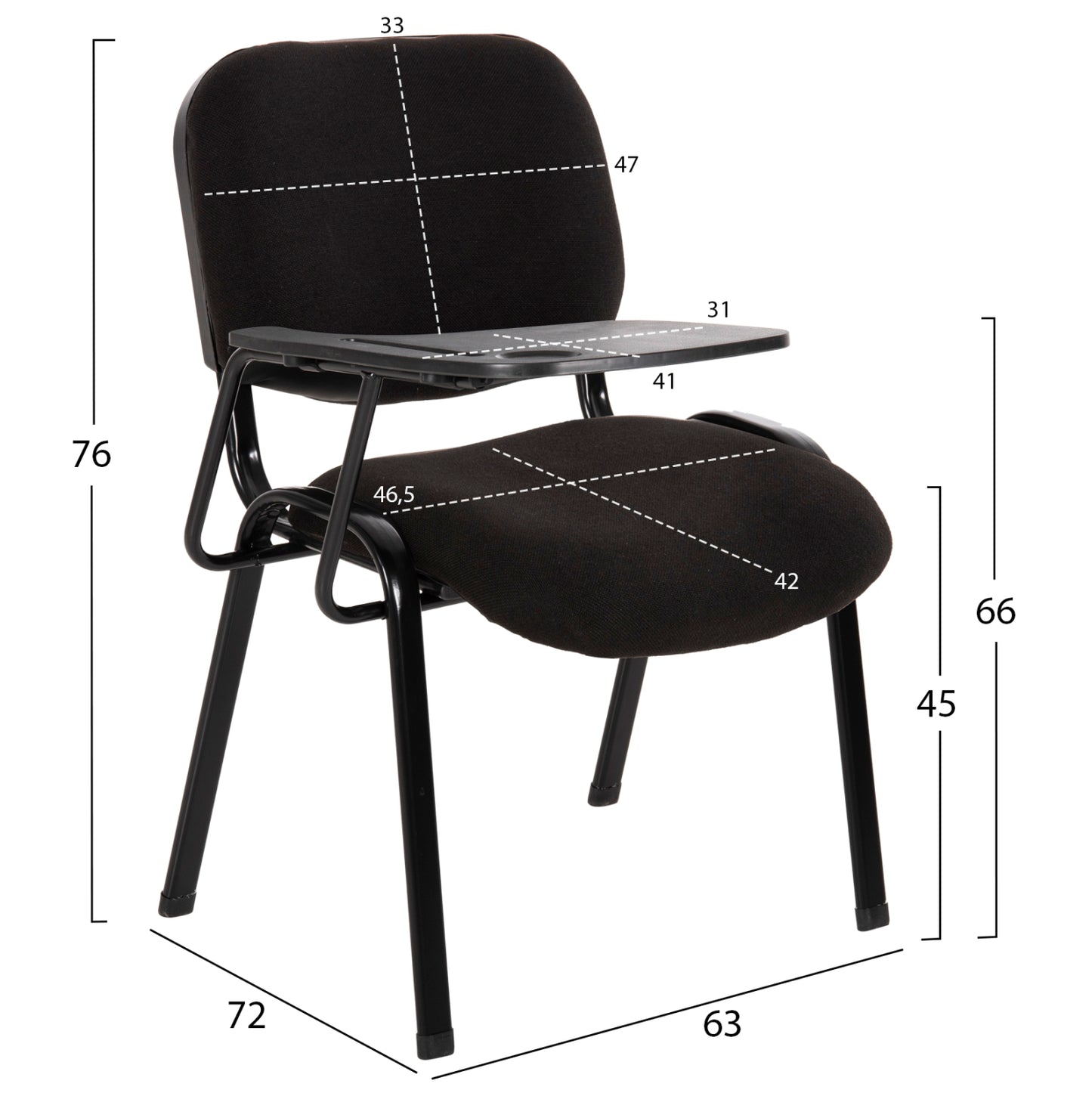 Conference Chair With Desk In Black Fabric Hm11942