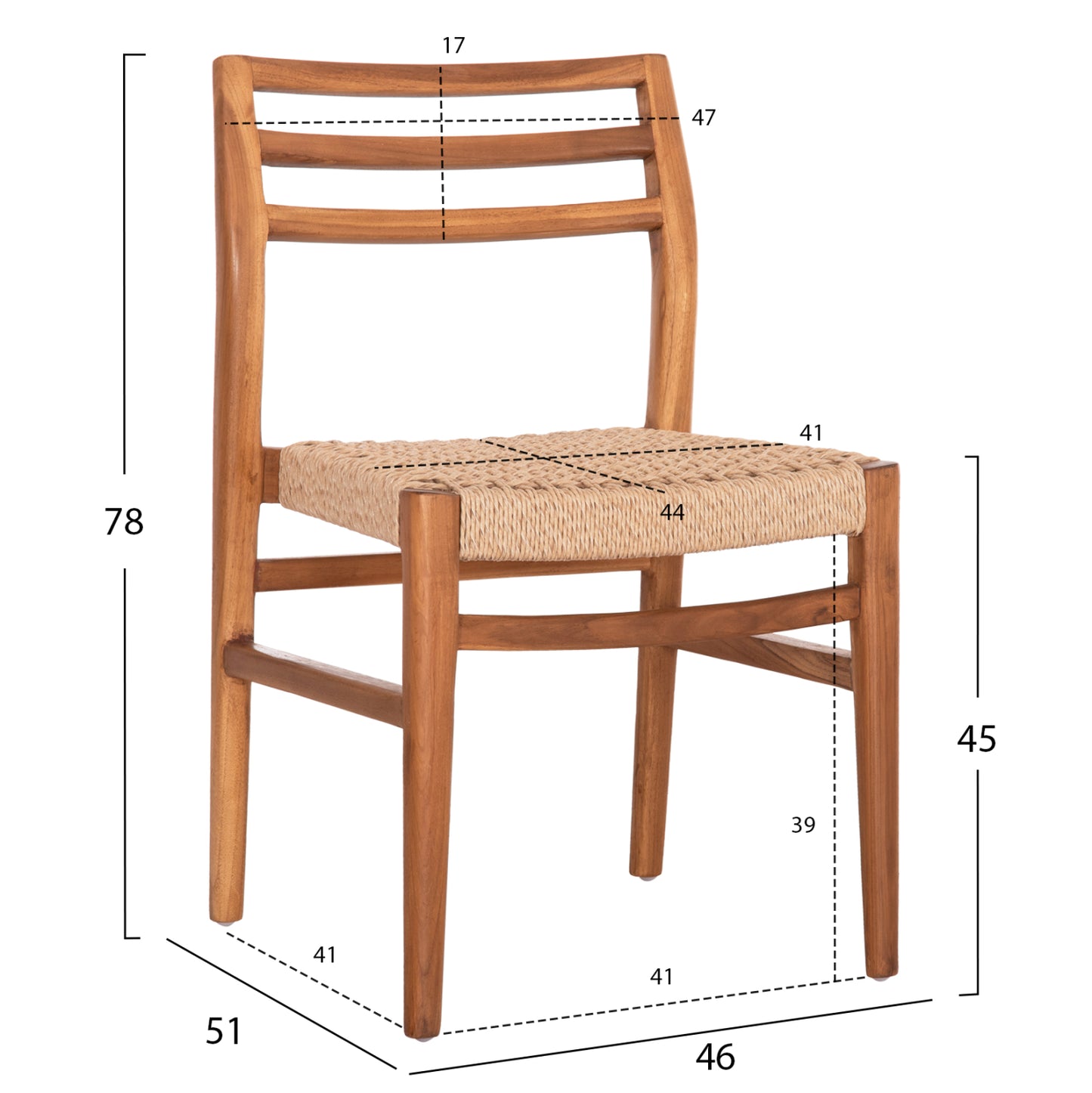 Dining Chair Herrin Hm18231 Teak Wood-viro Rope 46x51x78hcm.