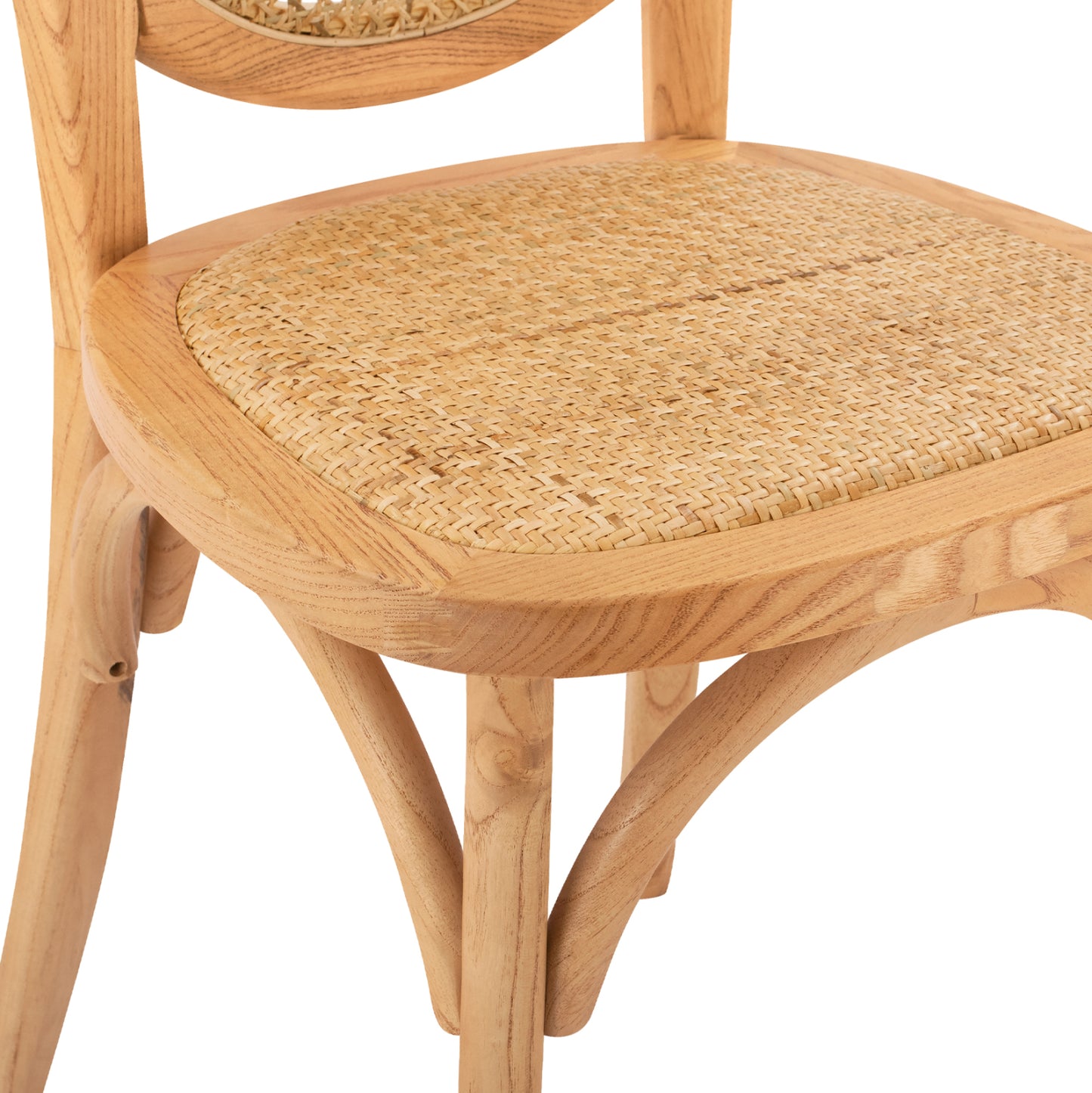 Wooden Chair With Oval Back And Rattan In Natural Color Hm8745.01 45x50x97