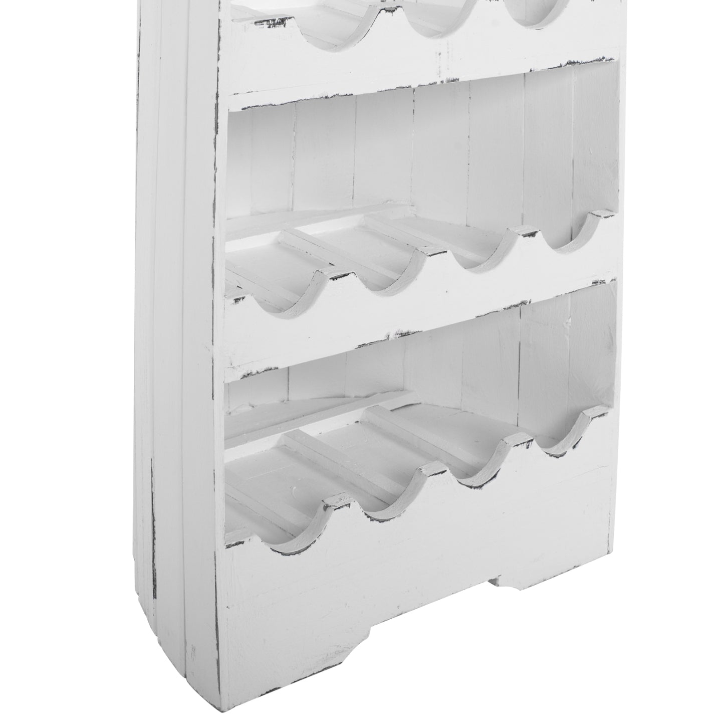 Bottle Rack Vertical 17 Places Boat Shape Mahogany Wood Hm9495 46x30x140h Cm.
