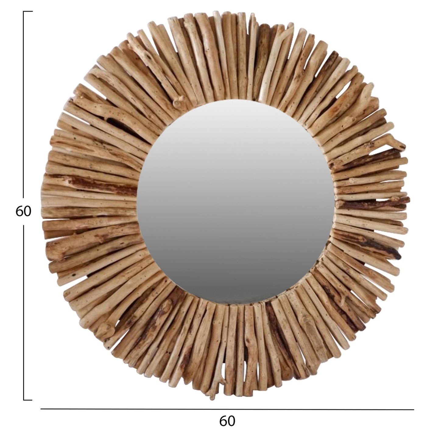 Wall Mirror Driftwood Natural Color Hm7720 60x5x60h