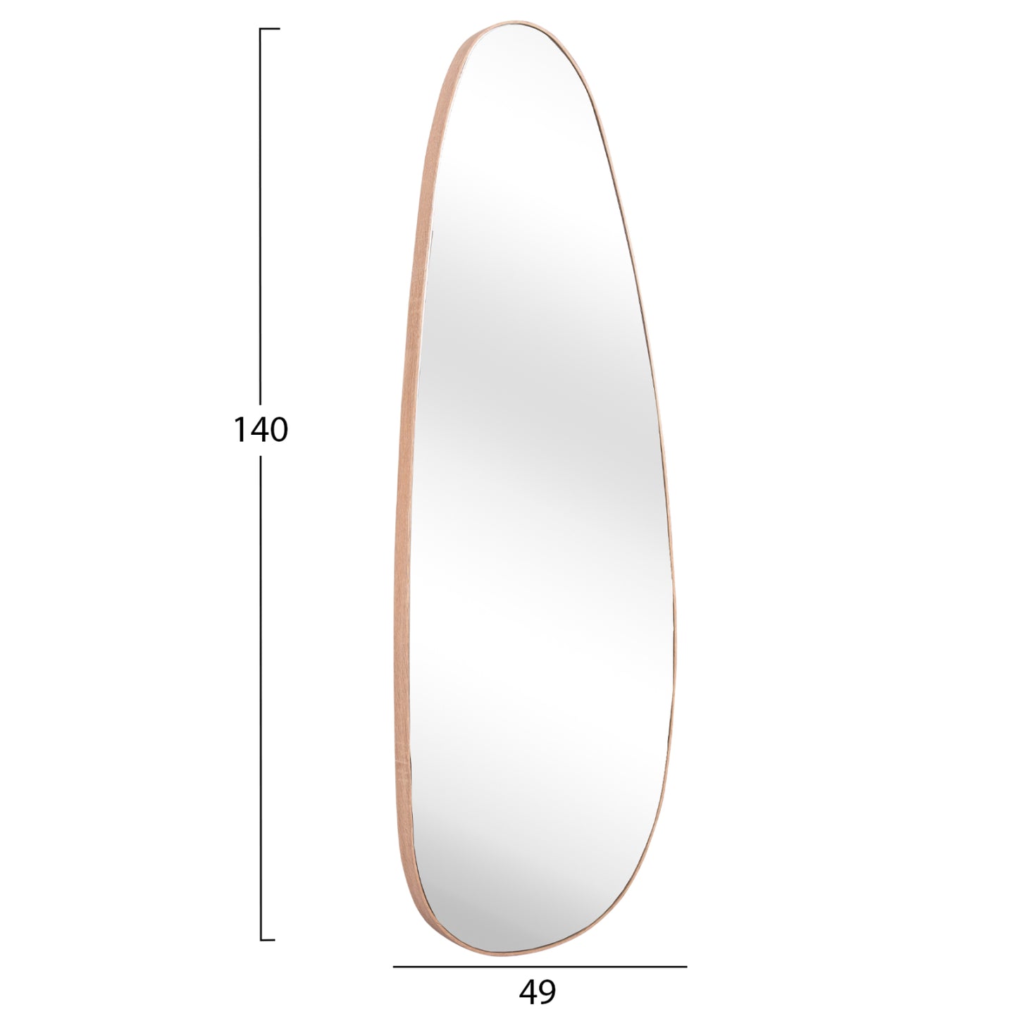 Wall Mirror Crither Hm4486.03 Mdf Frame In Natural Wood Coloring 49x140hcm.
