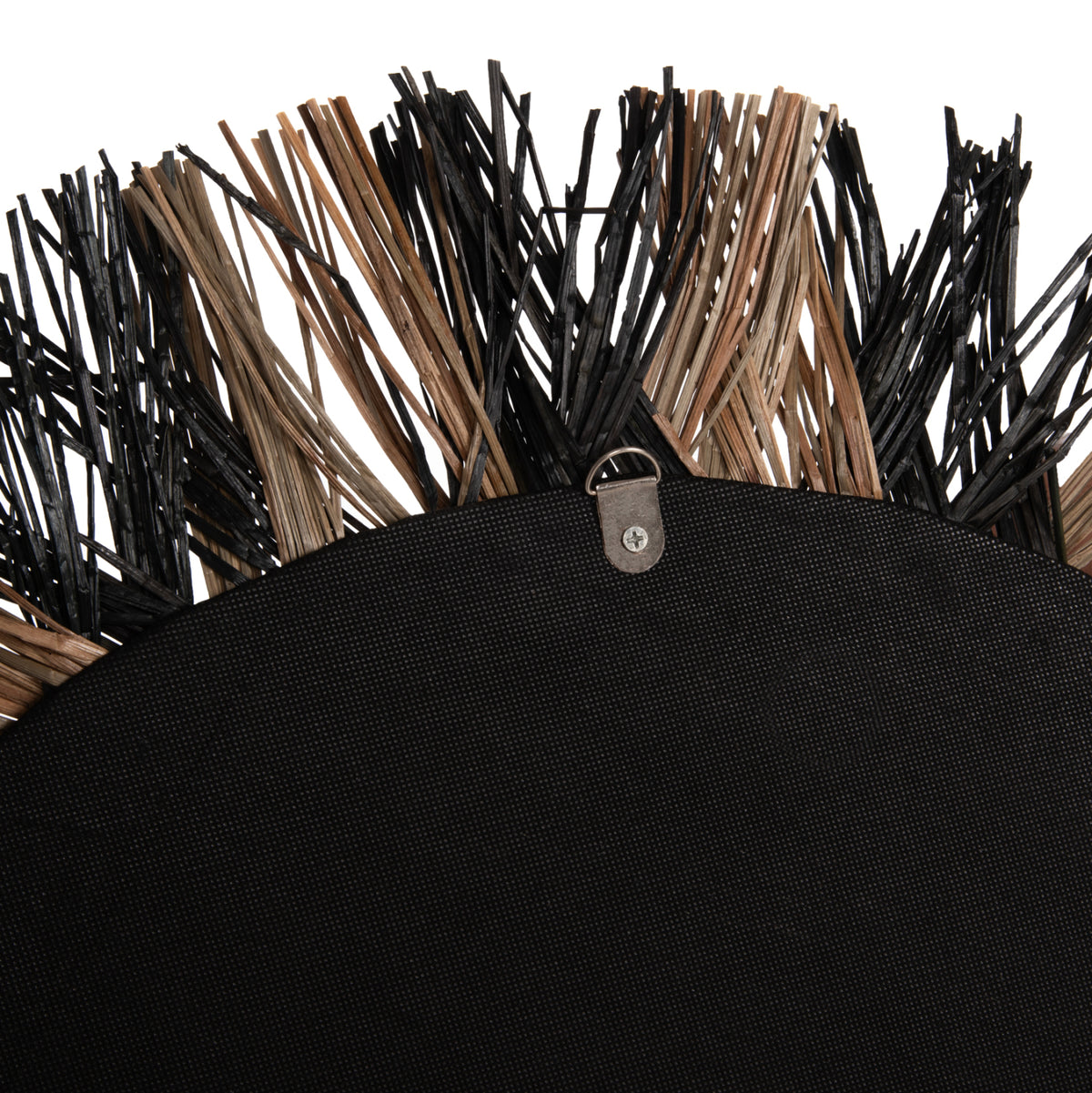 Wall Mirror Round Hm7833 Knitted Mendong Grass Frame In Black&natural Color Φ70cm.
