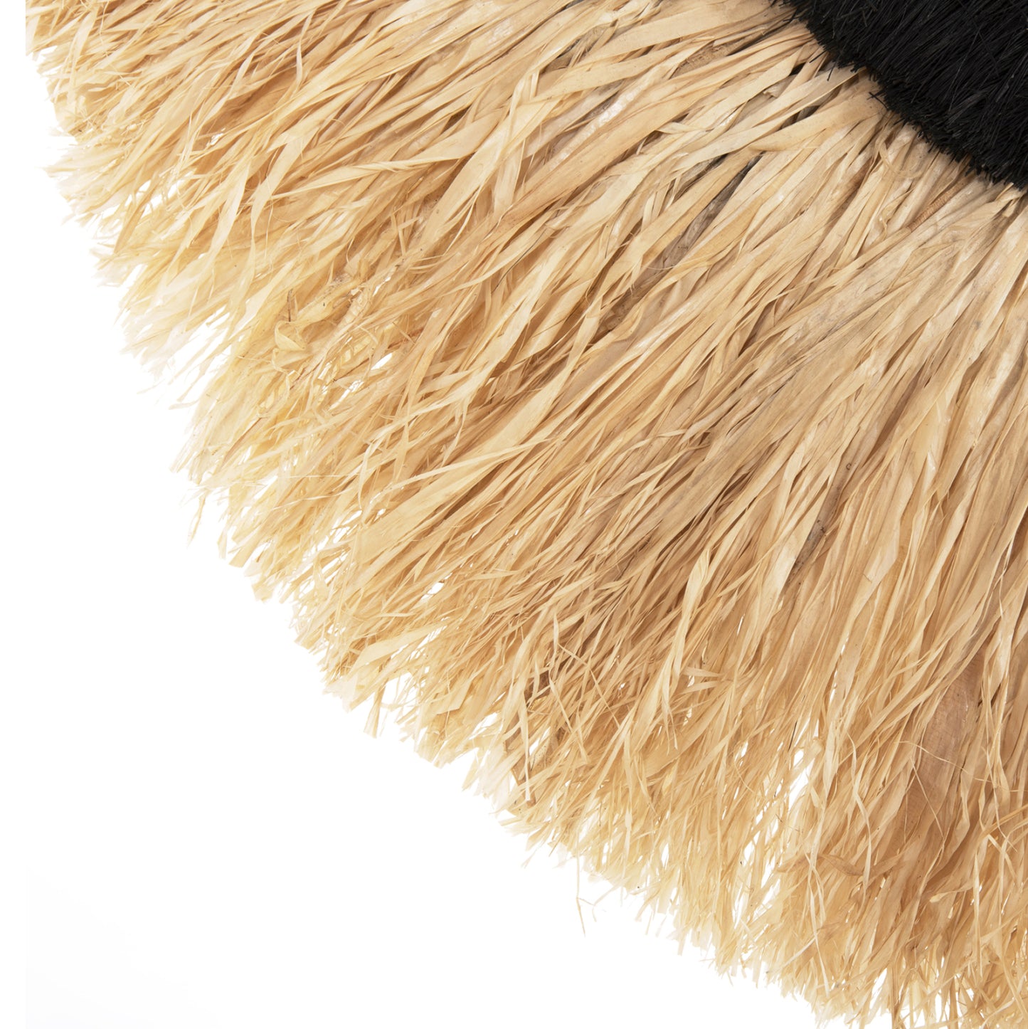 Wall Mirror Semi-circle With Sisal & Abaca Fibers In Natural-black Color 85x3x50hcm.hm7799