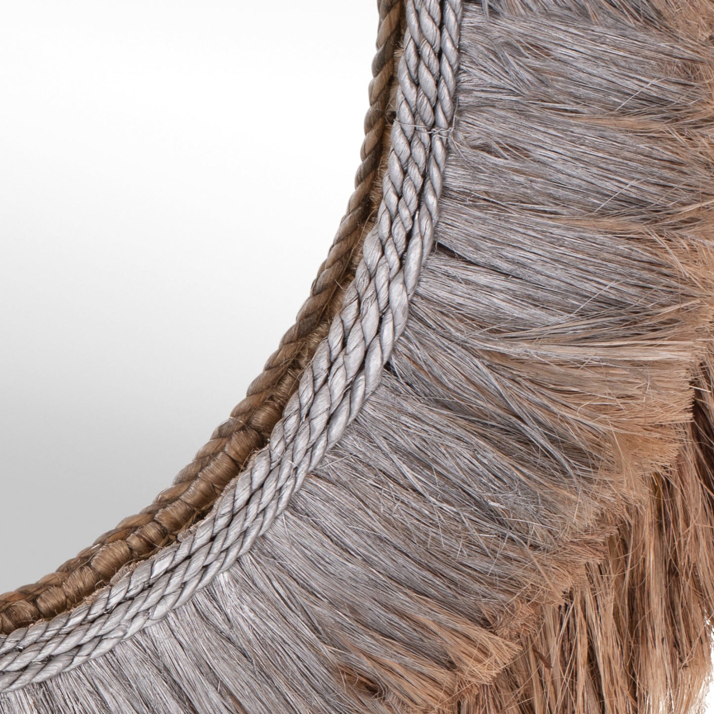 Mirror Oval Made Of Abaca Fibers In Natural And Silver Color 90x5x140hcm.hm7738