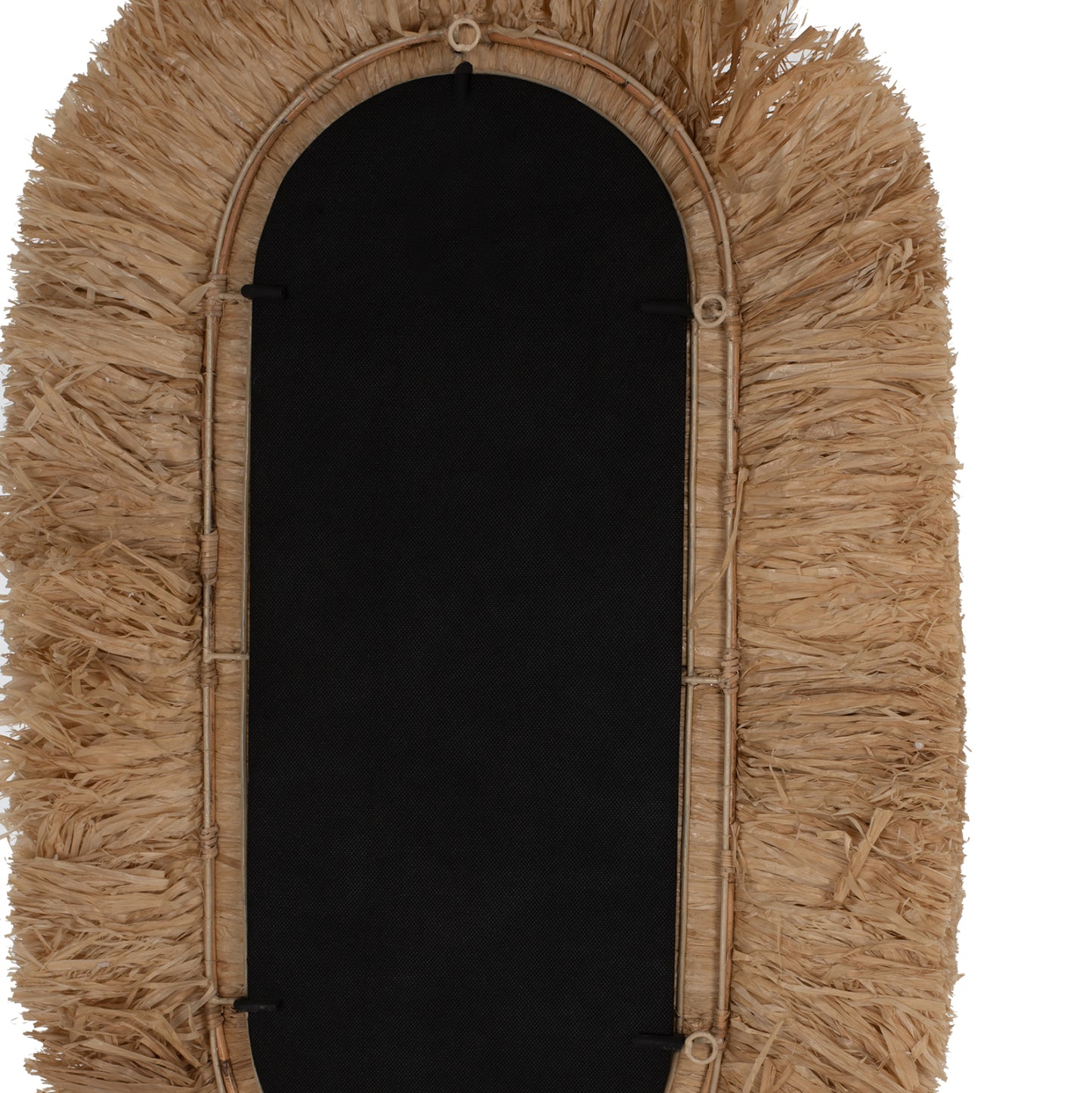Wall Mirror Oval Made Of Sisal Fibers In Natural And Black Abaca Fibers 55x4x90hcm.hm7745