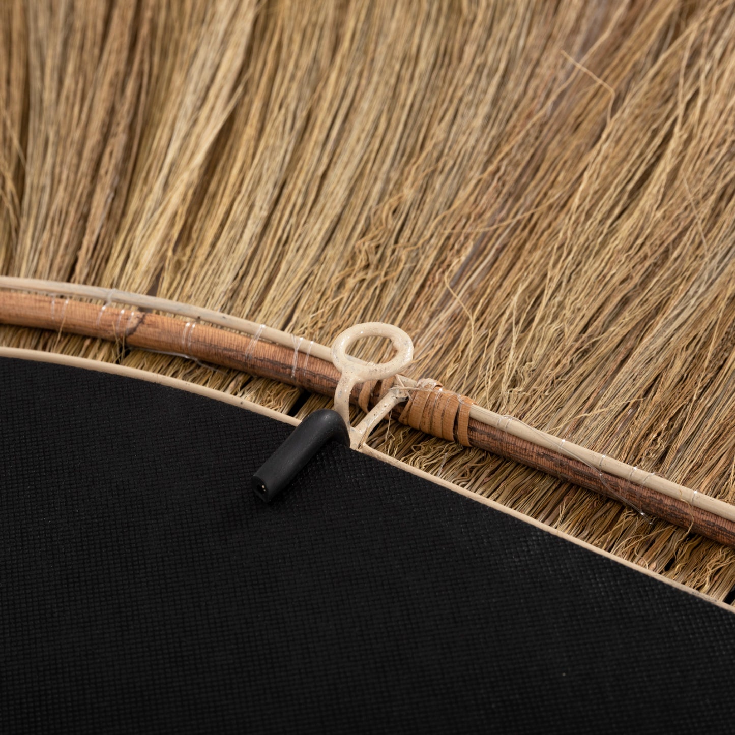 Wall Mirror Oval Rayung Grass Fibers In Natural And Black Color 110x5x160hcm.hm7803
