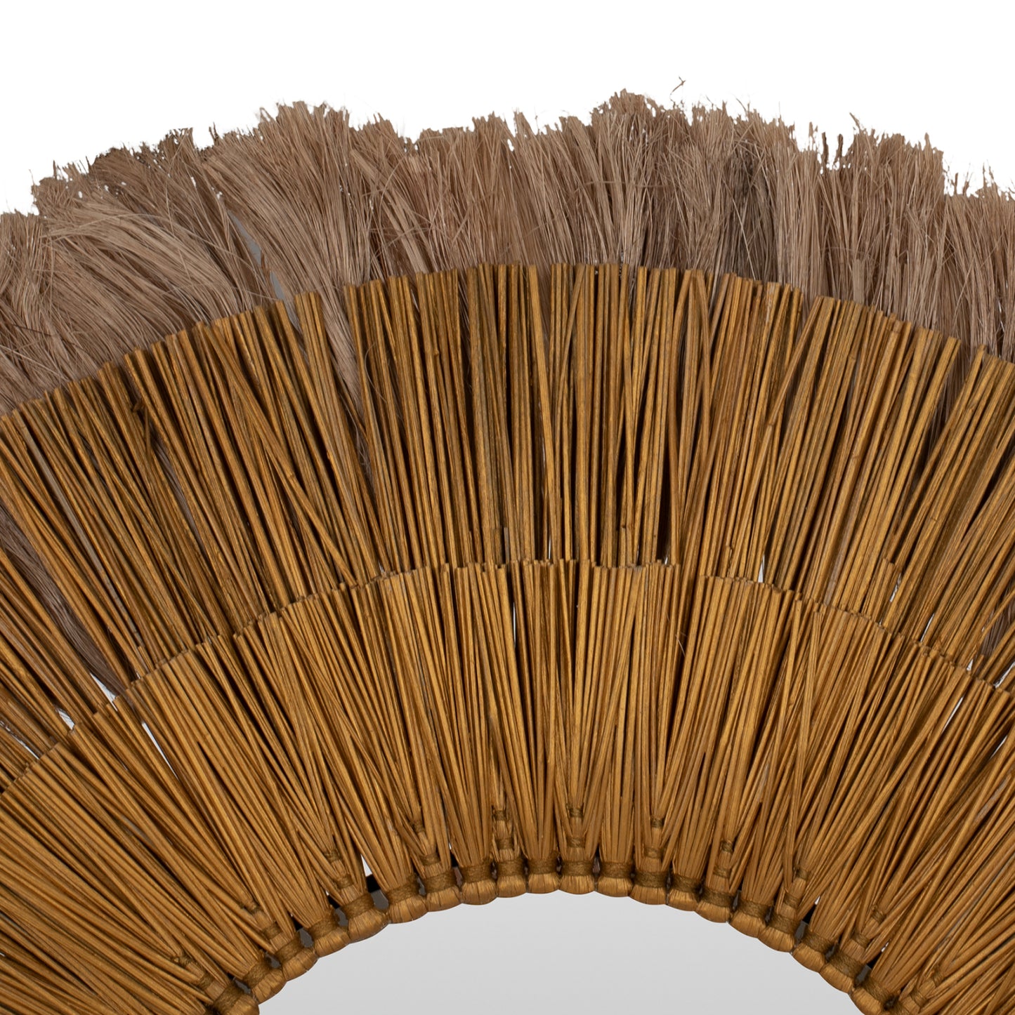 Wall Mirror Round Mendong Grass And Abaca Fibers In Natural&gold 80x4x80hcm.hm7797