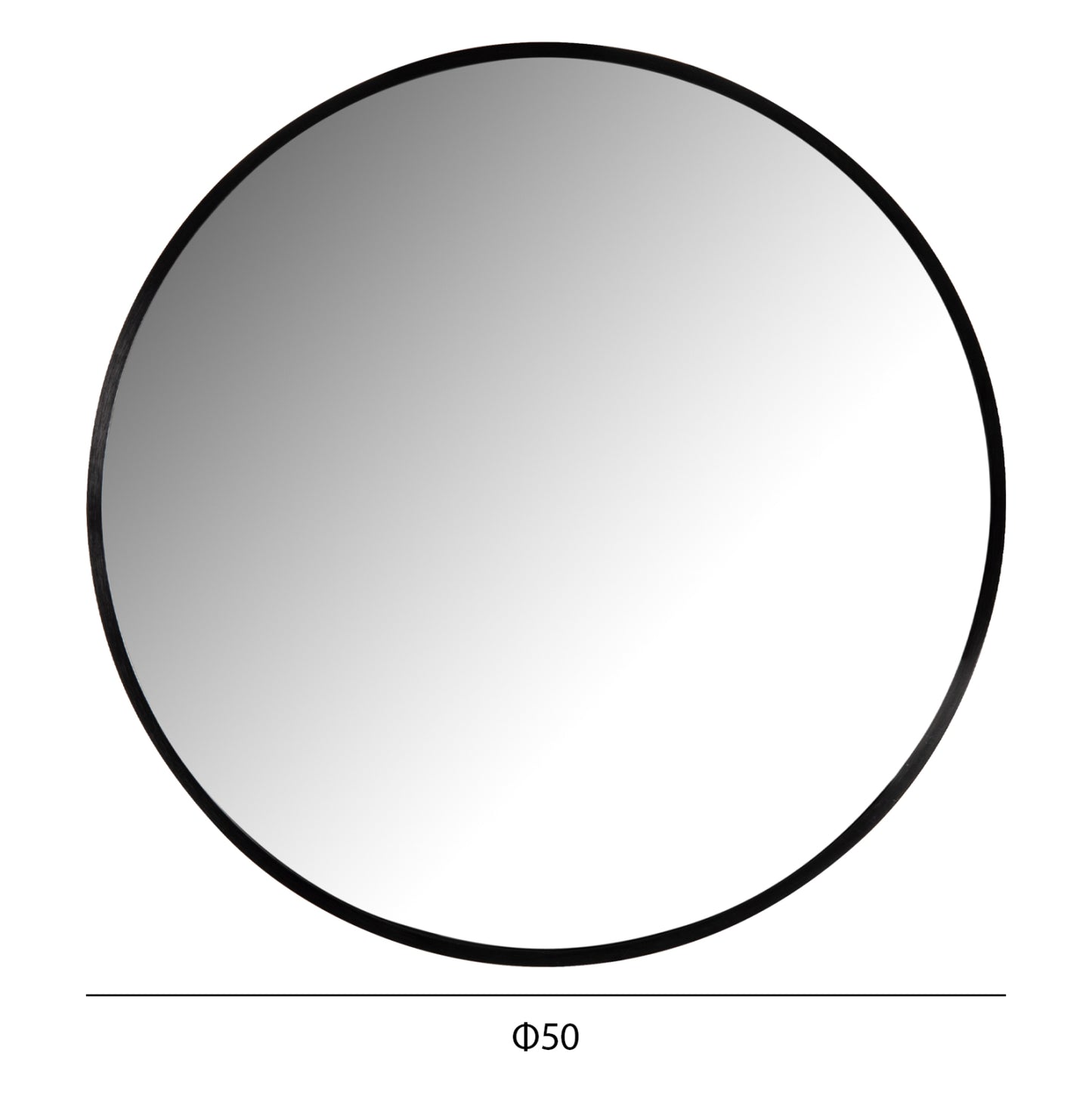 Wall Mirror Round Hm9582.01 Aluminum Frame In Black Φ50x3 Cm.