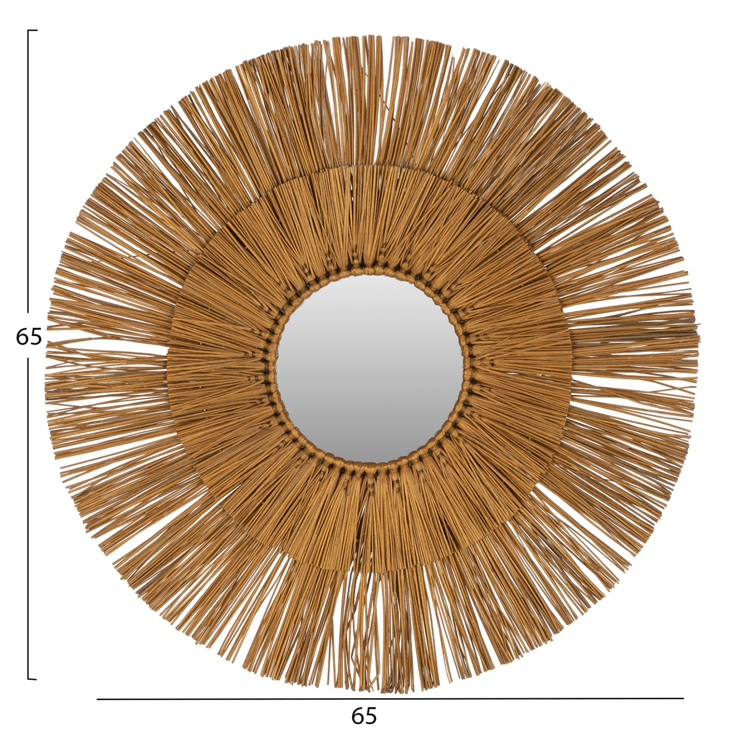 Wall Mirror Round With Mendong Grass Frame In Gold Color Φ65cm.hm7801