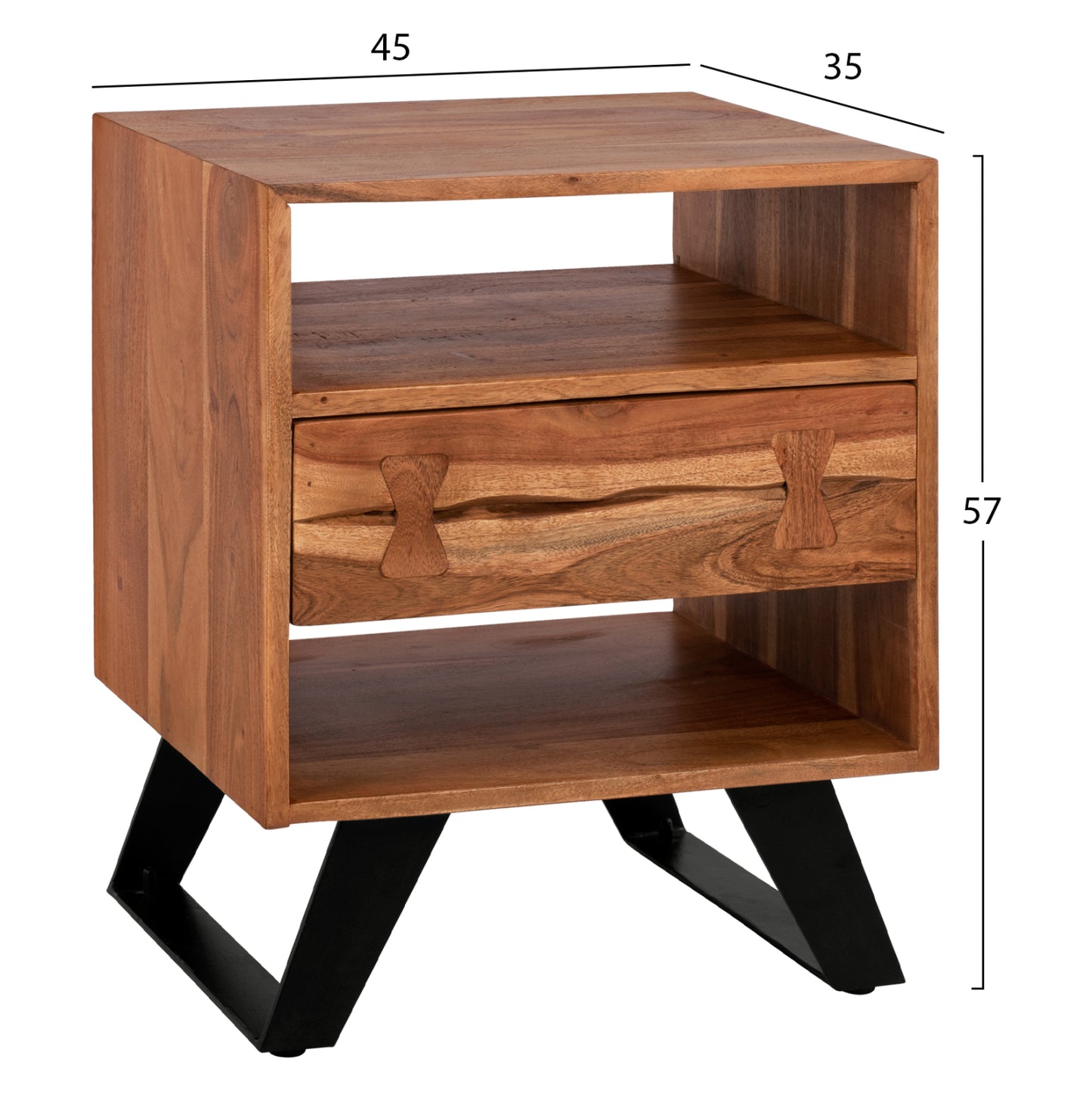 Nightstand Fansi From Solid Acacia Wood Hm8473.11