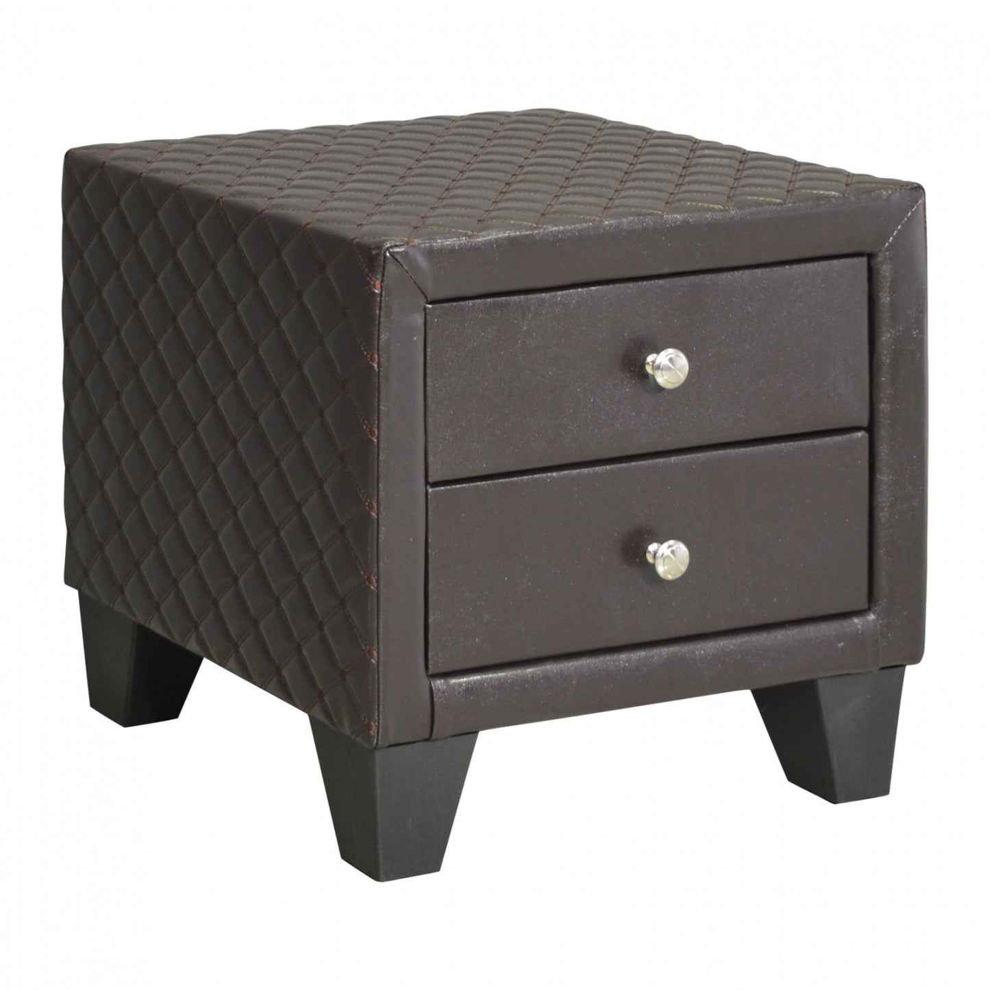 Bedside Table Elda Hm595.01 With 2 Drawers From Brown Matte Pu 45x39x45cm