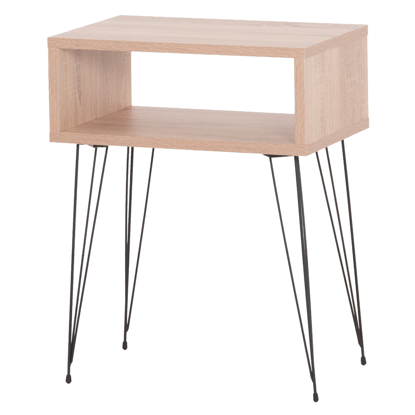 Bedside Stand Todd Hm18184.03 Melamine In Sonama Color-metal Legs In Black 46x30x59hcm.
