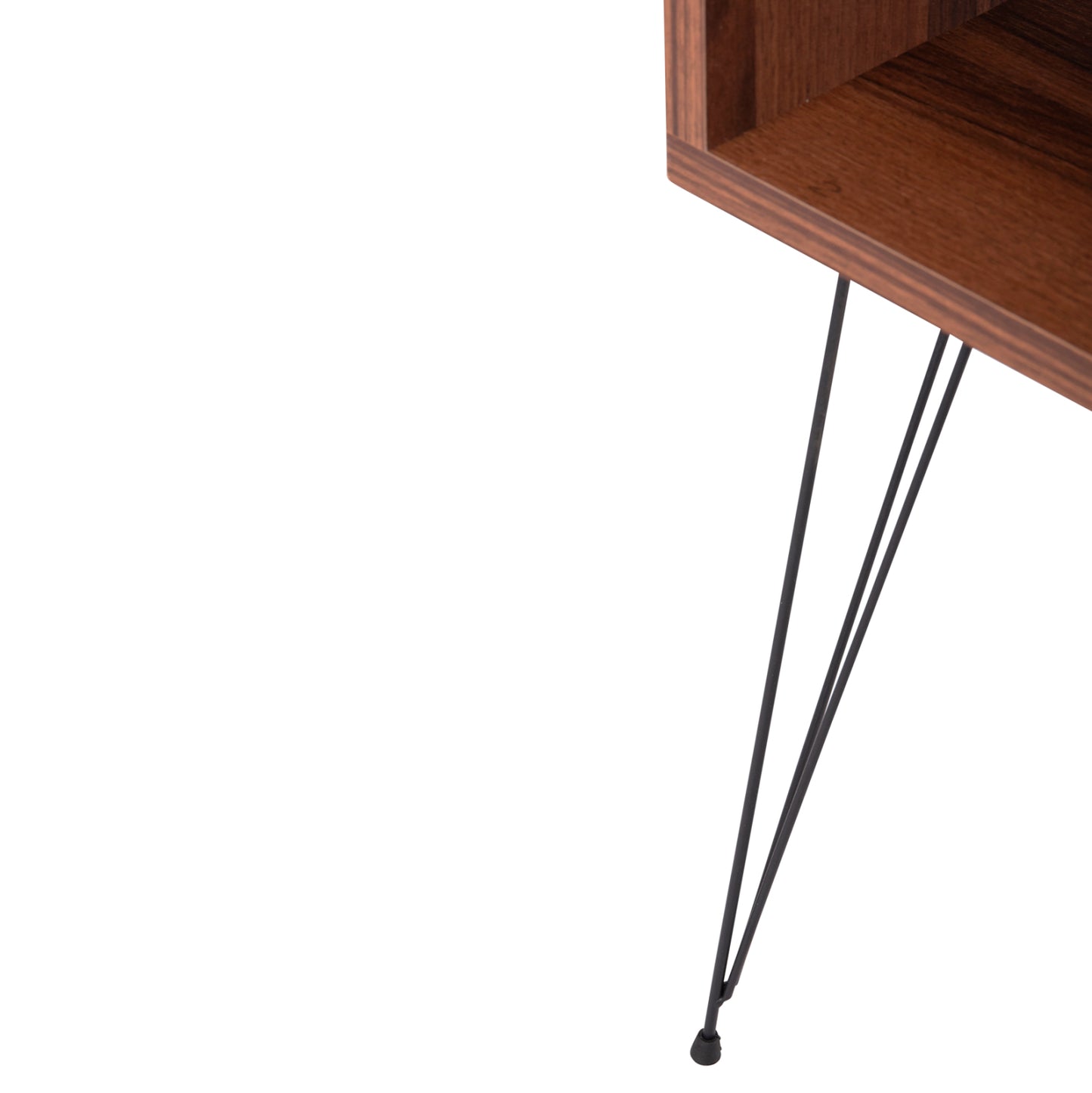 Bedside Stand Todd Hm18184.05 Melamine In Walnut Color-metal Legs In Black 45.5x29.5x58.5hcm.