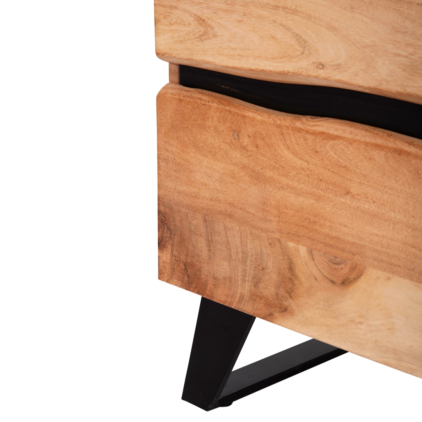 Nightstand With 2 Drawers Alicia Hm8360.11 Acacia Wood In Natural Color 45x35x56hcm.