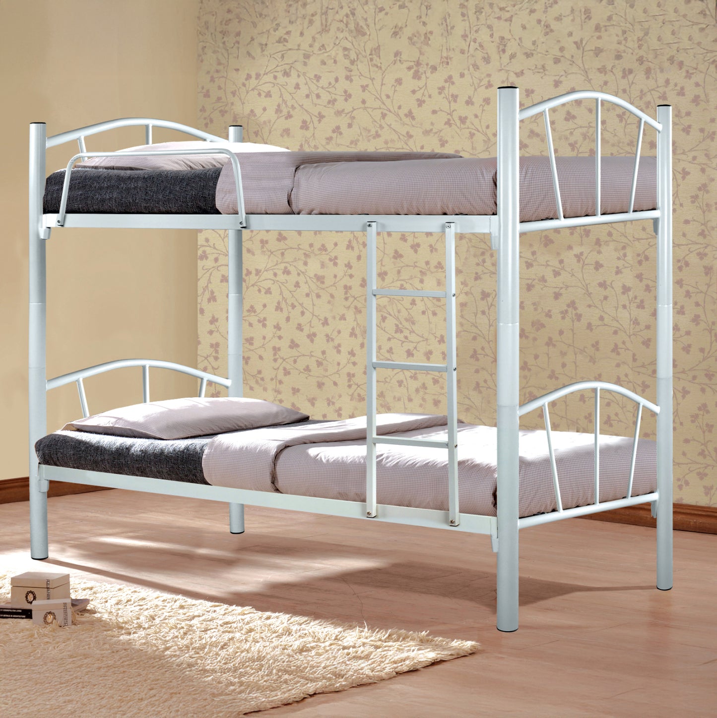 Bed Bunk Metallic Floor Hm328.02 White 90x190 Cm