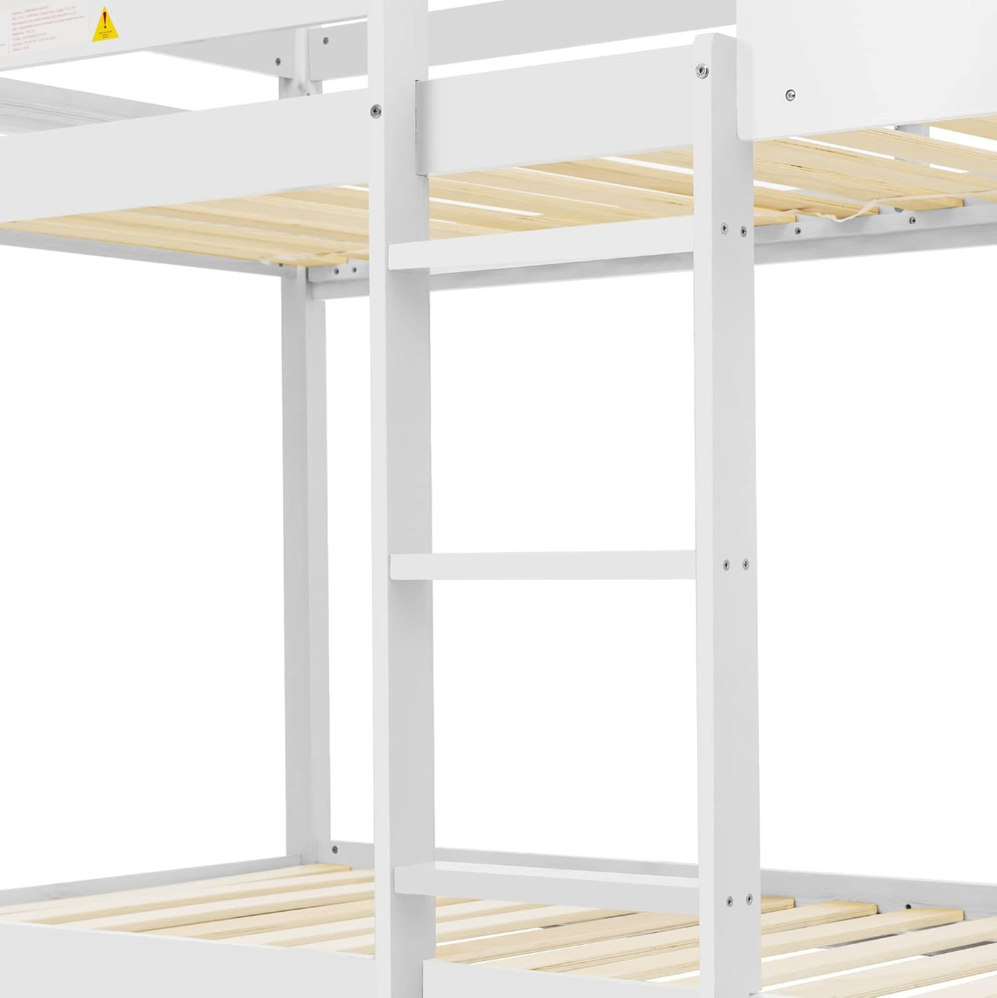 Bunk Bed With 2 Mattresses Hood Hm21314.01 Pine Wood In White--for Mattresses 90x190cm