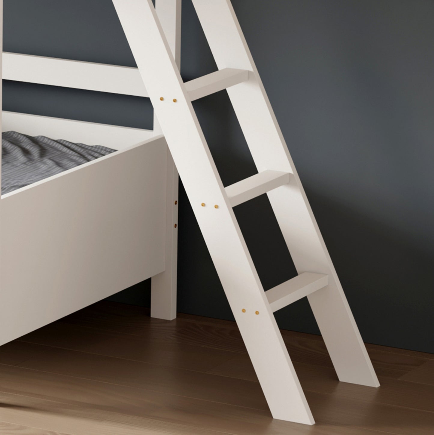 Bunk Bed With 2 Mattresses Combo Hm21316 Pine Wood In White--for Mattresses 90x190cm
