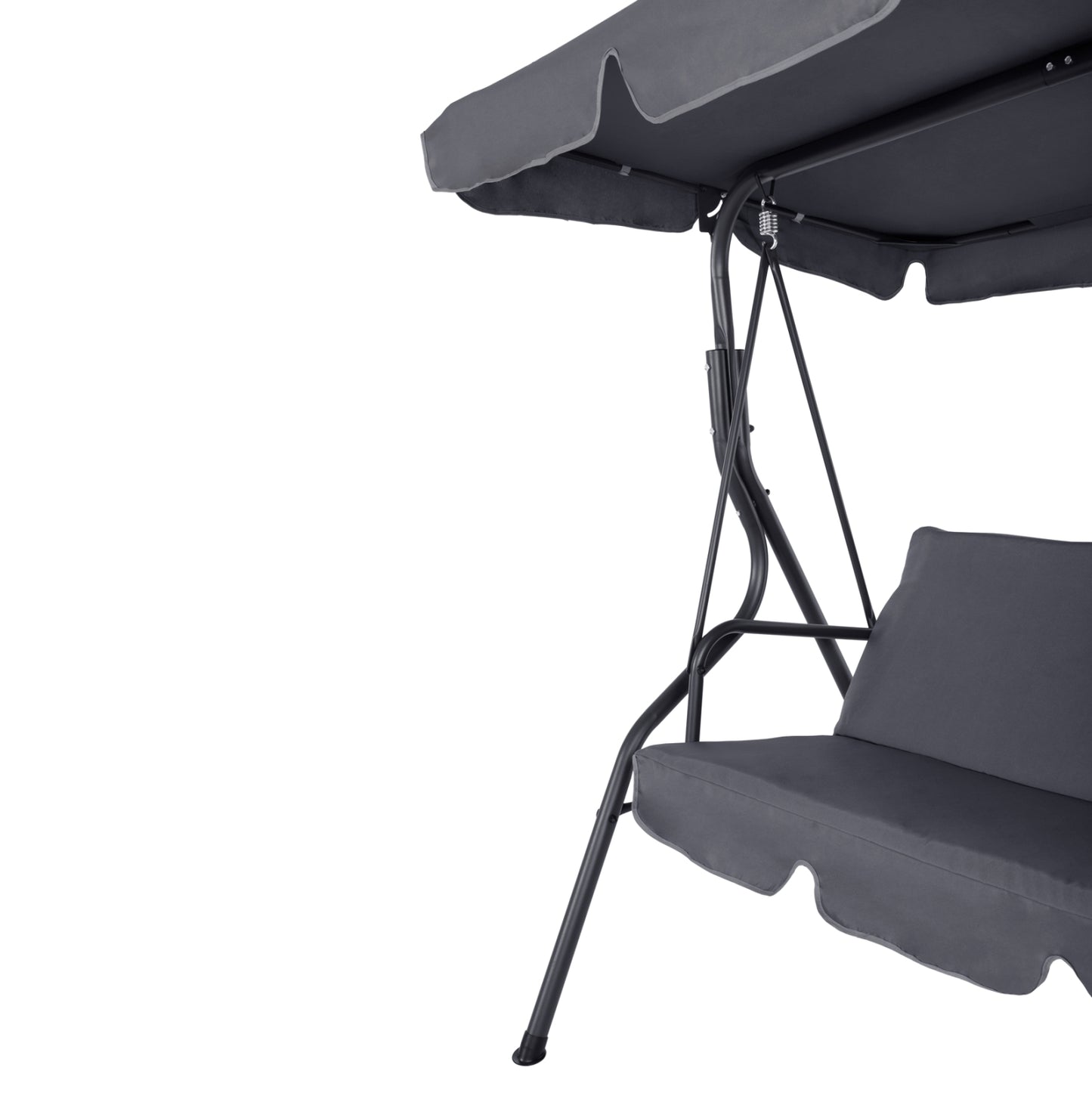 Porch Swinger 3-seater With Sunshield Likid Hm5979.01 Metal Frame And Fabric In Grey 170x110x153hcm.