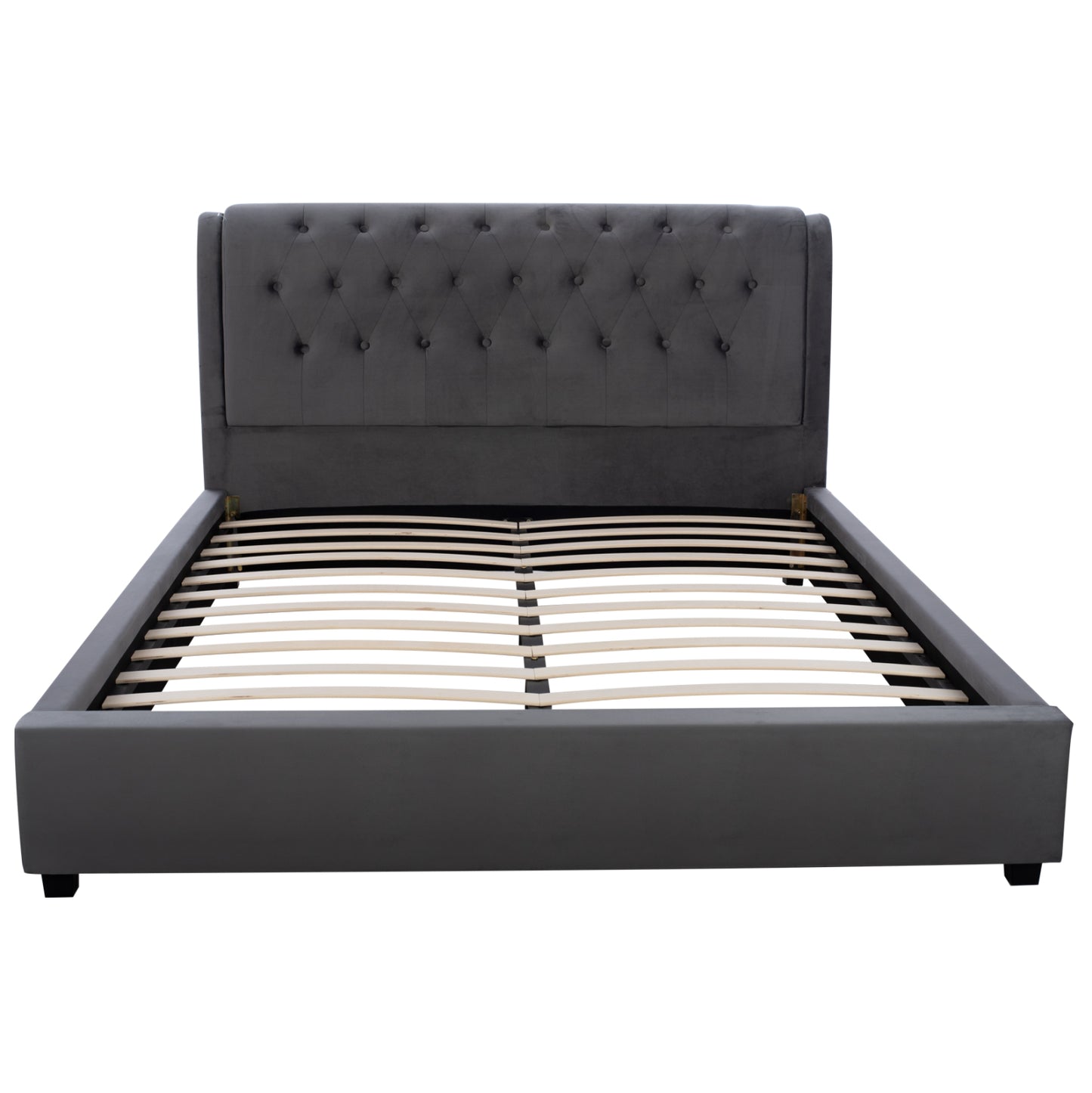 Bed Odalys 150x200 Velvet Fabric Gray Hm549.11 164x223x100 Cm.
